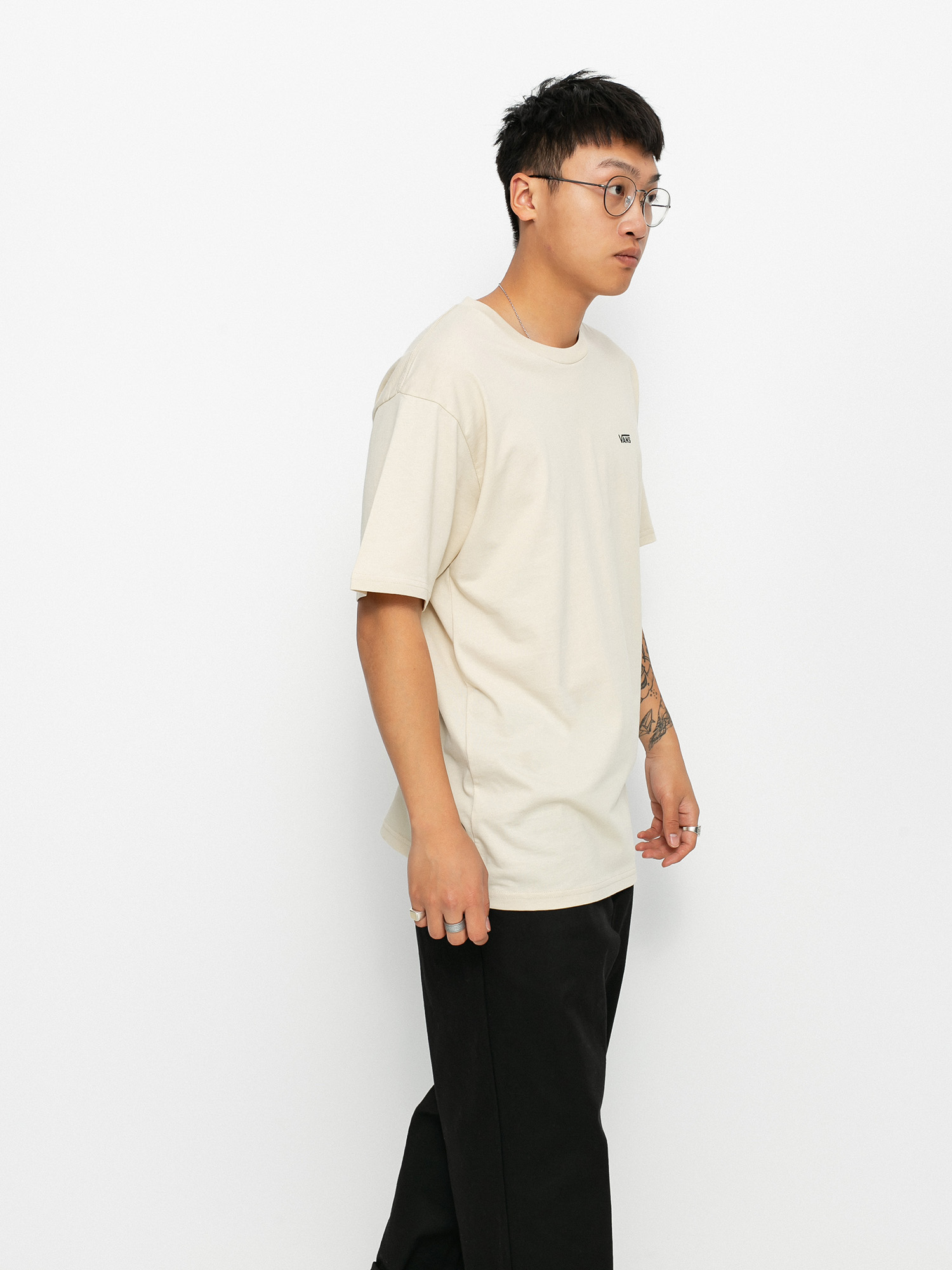 T-shirt Vans Left Chest Logo (oatmeal/black)