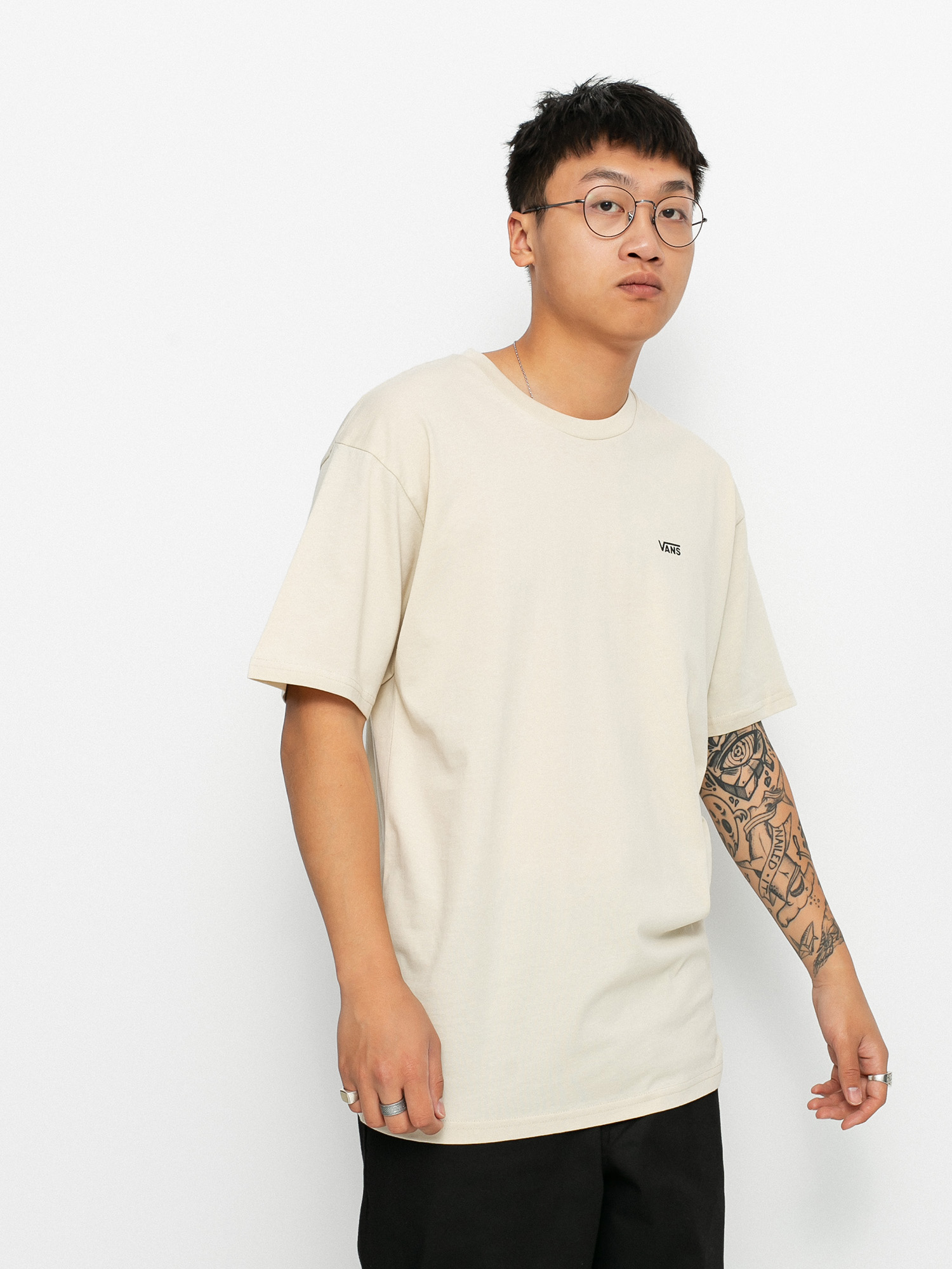 T-shirt Vans Left Chest Logo (oatmeal/black)