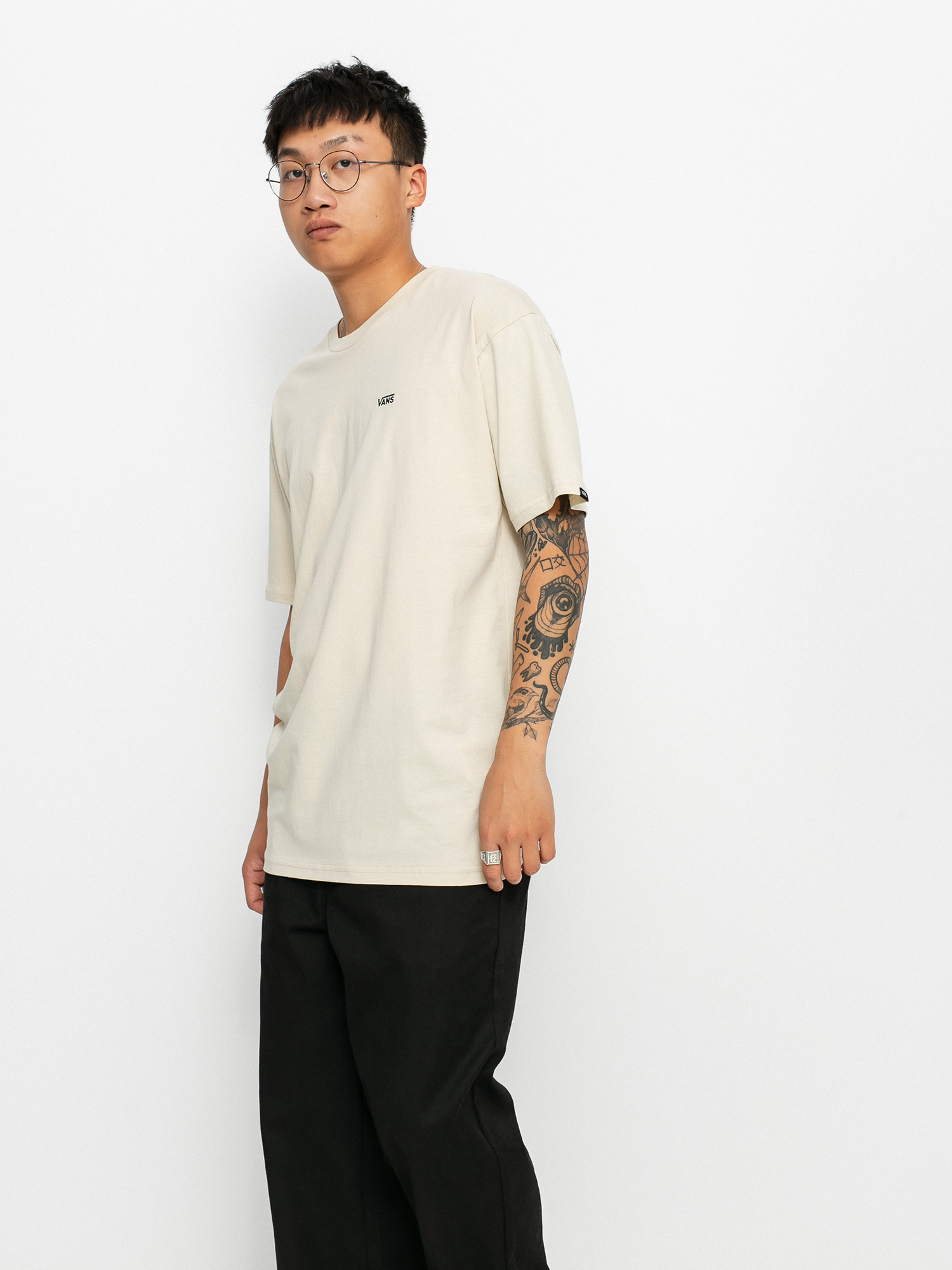 T-shirt Vans Left Chest Logo (oatmeal/black)