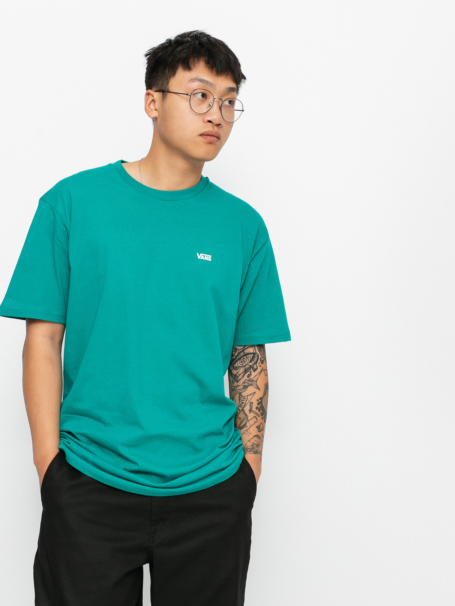 T-shirt Vans Left Chest Logo (porcelain green/white)
