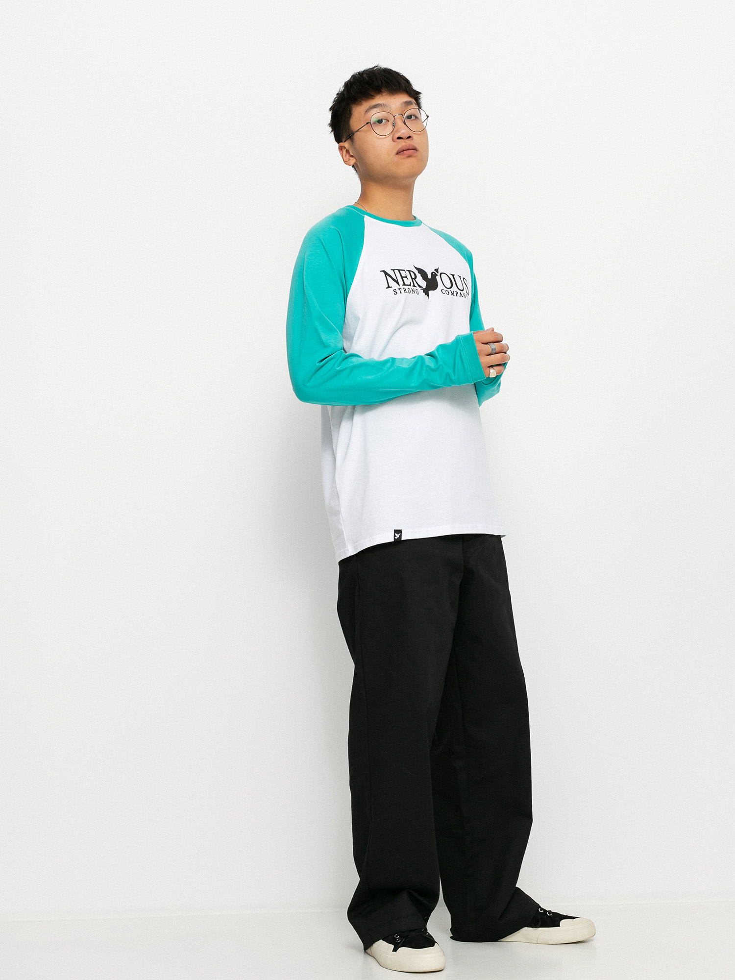 Longsleeve Nervous Classic (aqua/white)