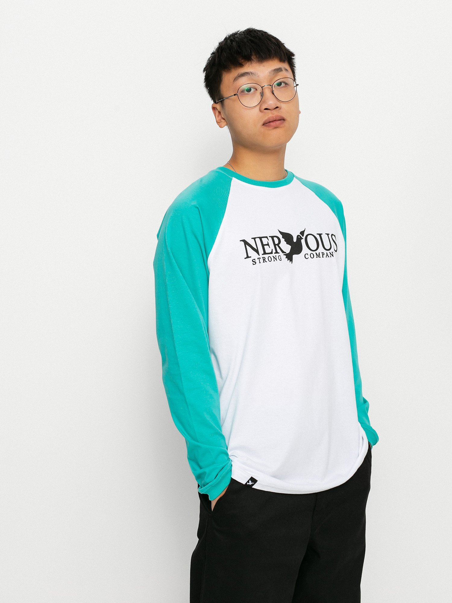 Longsleeve Nervous Classic (aqua/white)
