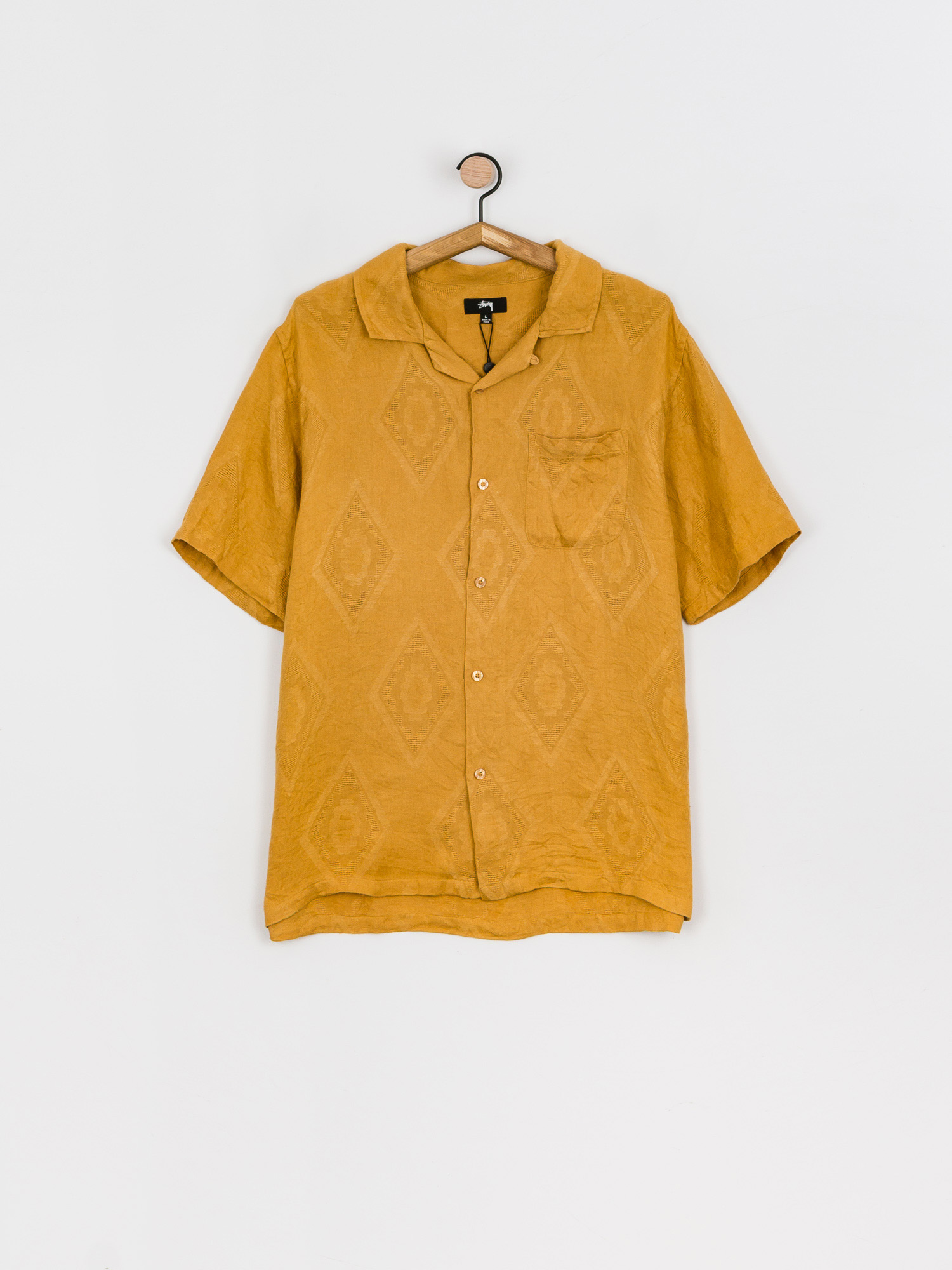 Koszula Stussy Diamond Jacquard Linen (mustard)