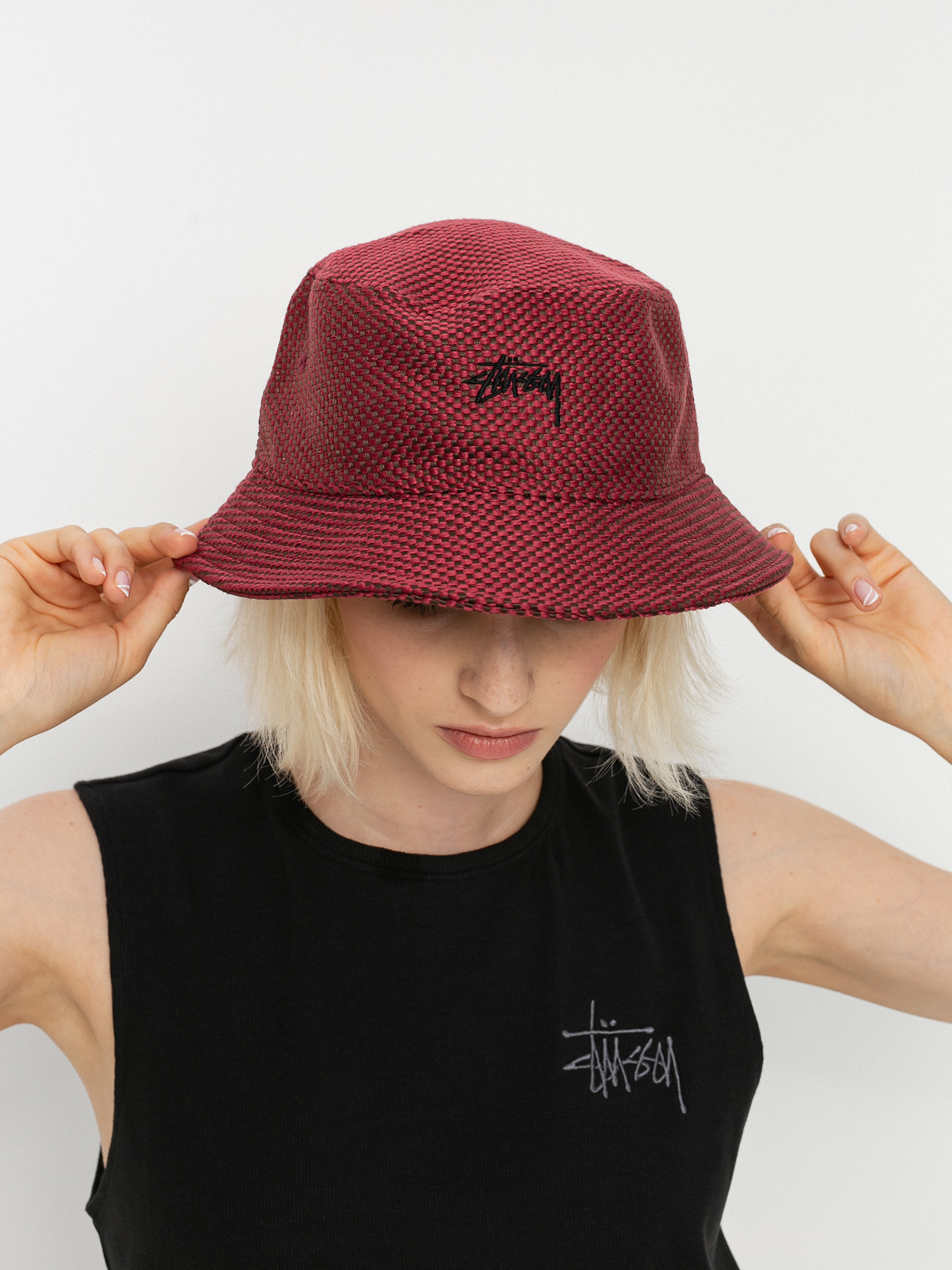 Kapelusz Stussy Jute Weave Bucket (red)