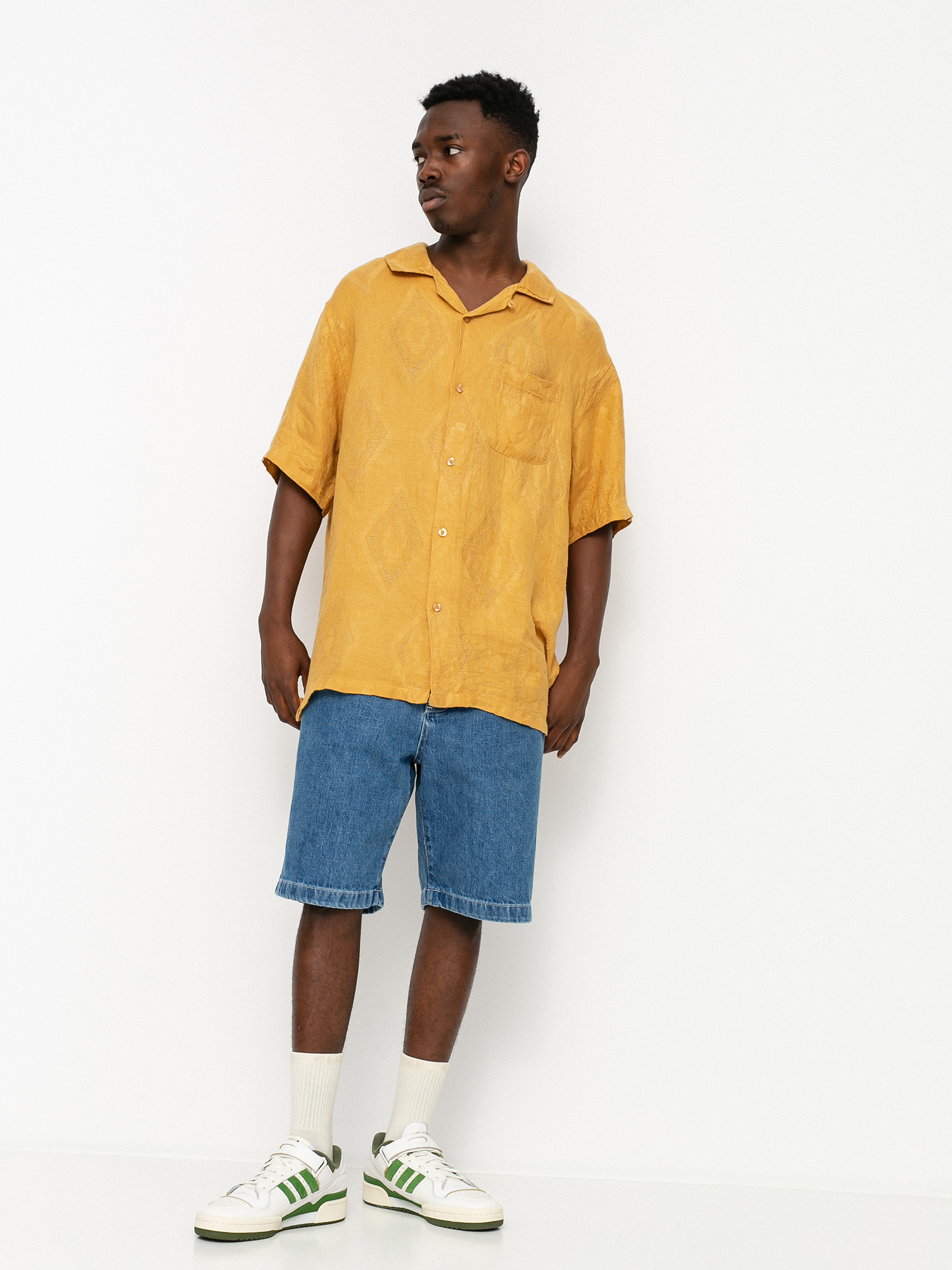 Koszula Stussy Diamond Jacquard Linen (mustard)