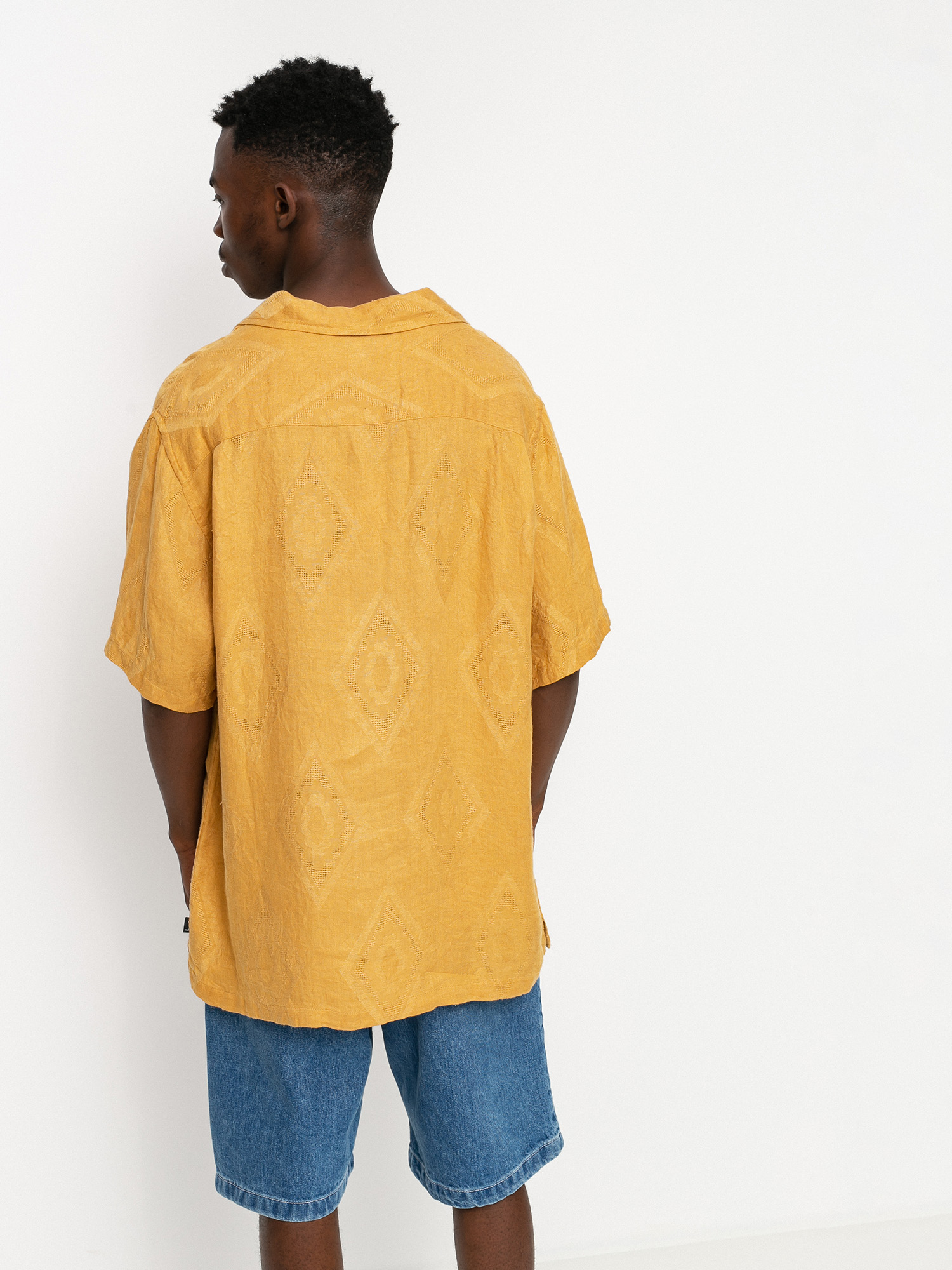 Koszula Stussy Diamond Jacquard Linen (mustard)