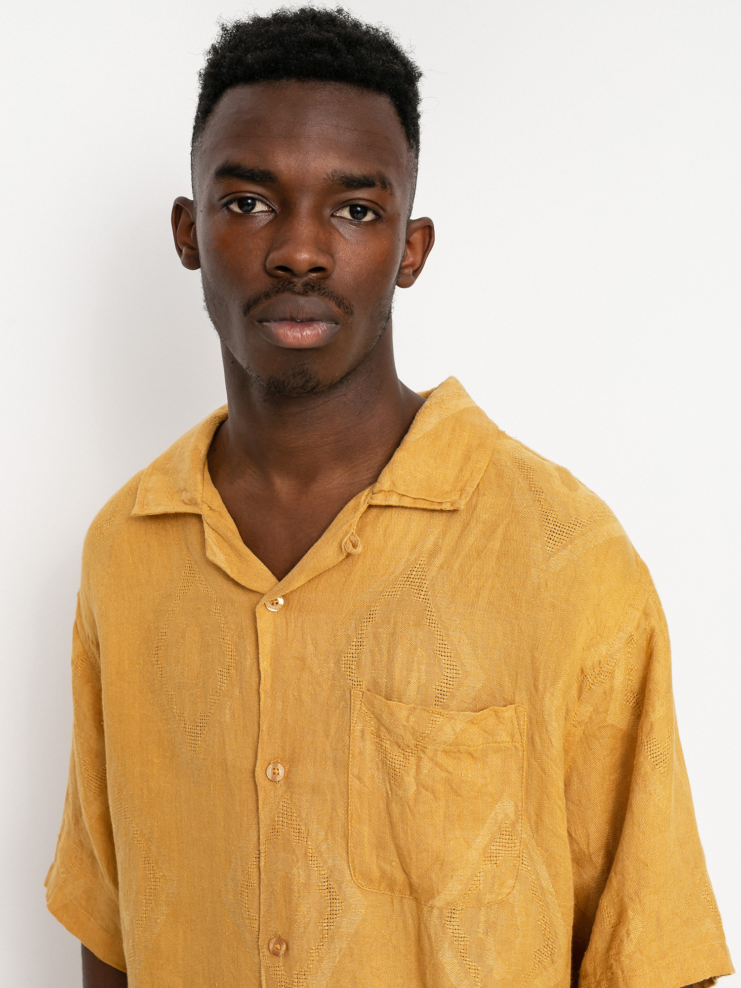 Koszula Stussy Diamond Jacquard Linen (mustard)