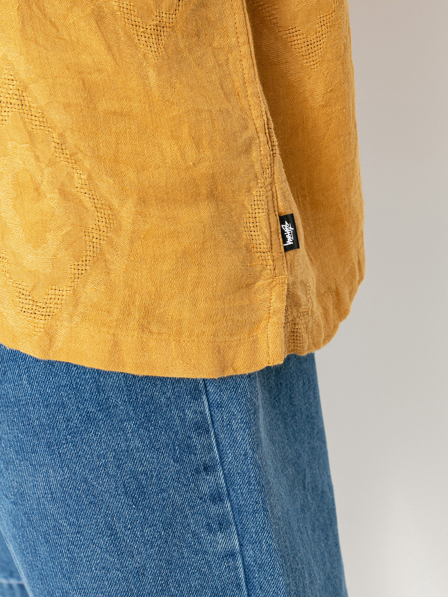 Koszula Stussy Diamond Jacquard Linen (mustard)