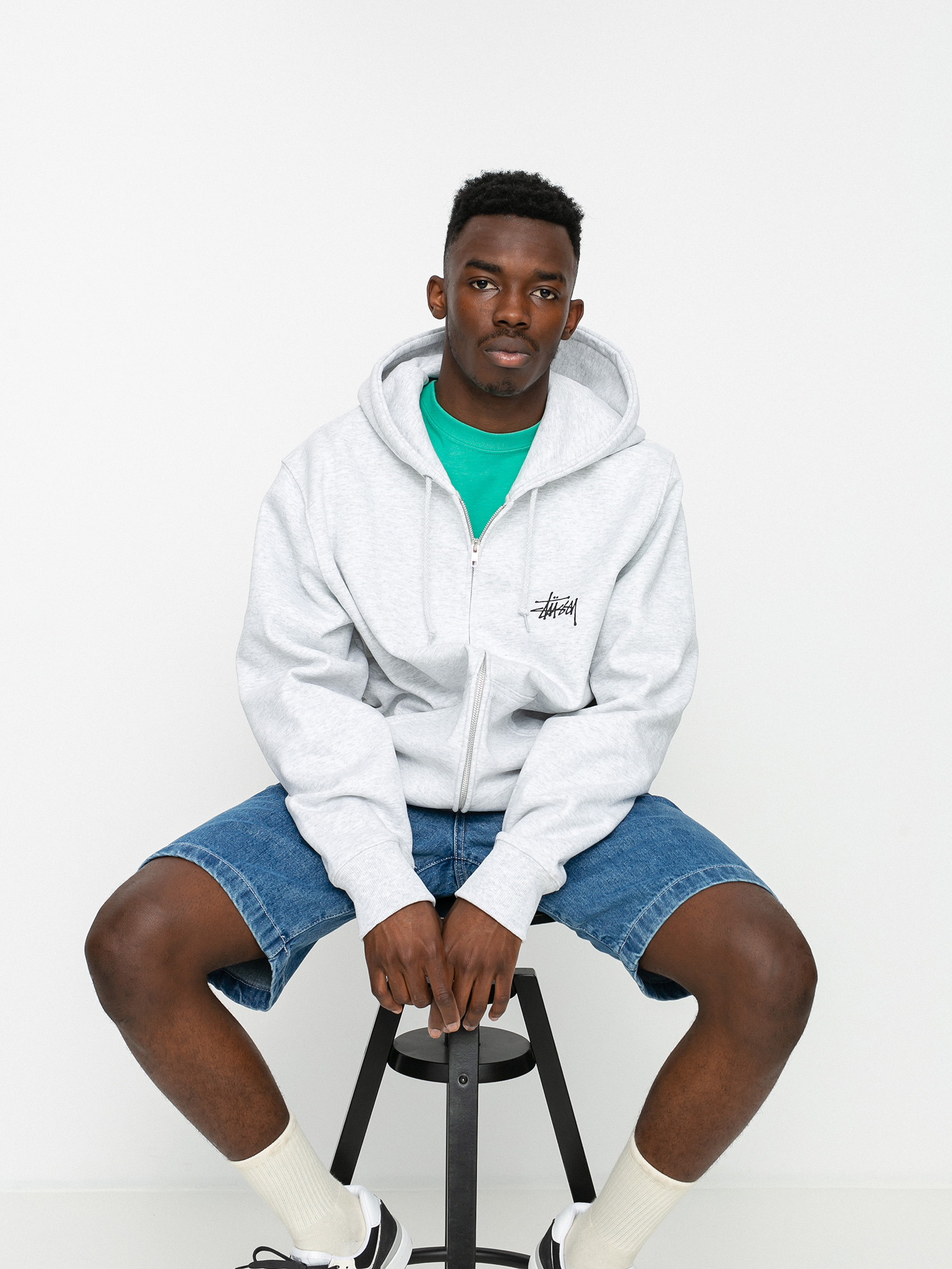 Bluza z kapturem Stussy Basic Stussy ZHD (ash heather)