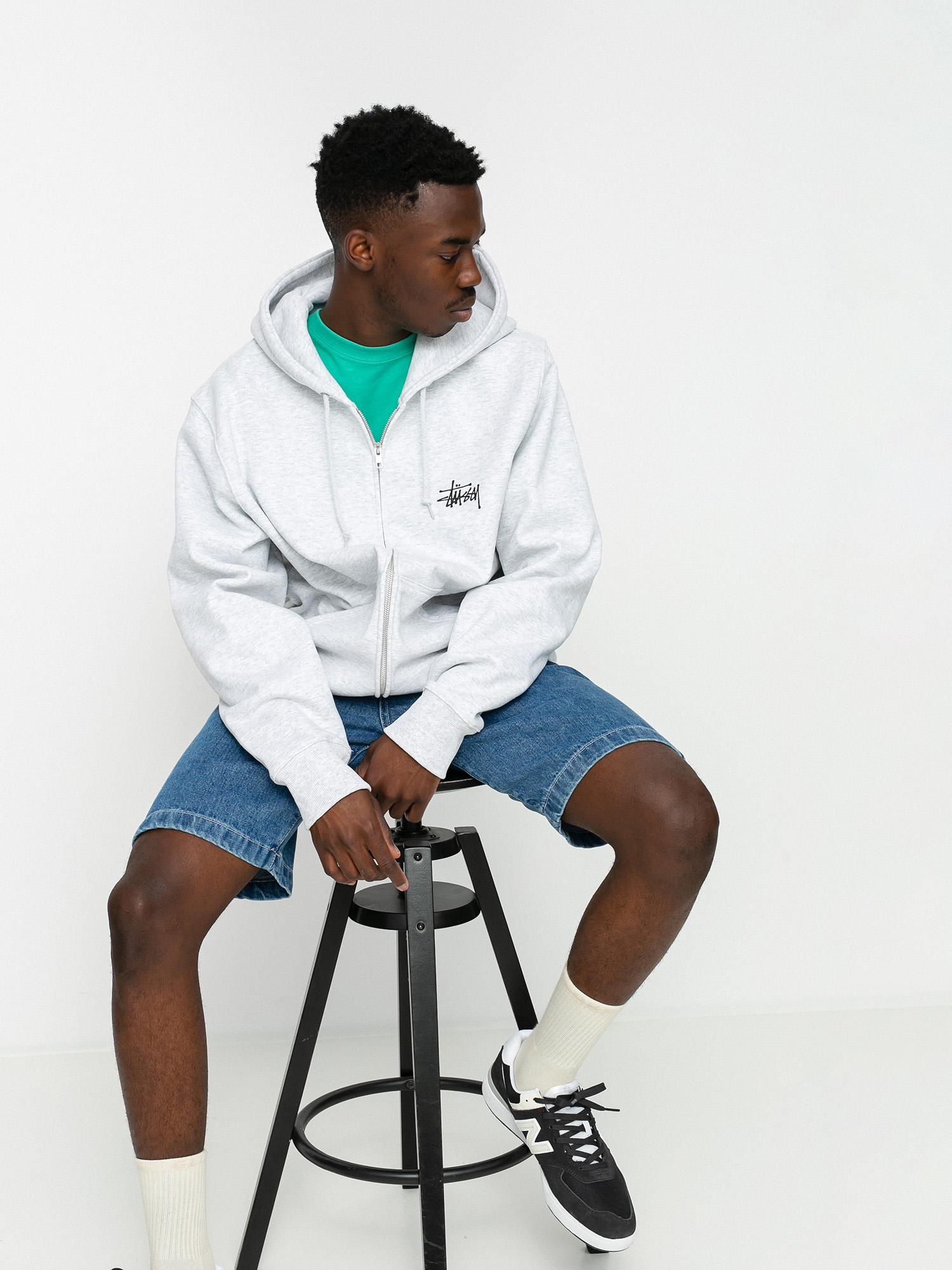 Bluza z kapturem Stussy Basic Stussy ZHD (ash heather)
