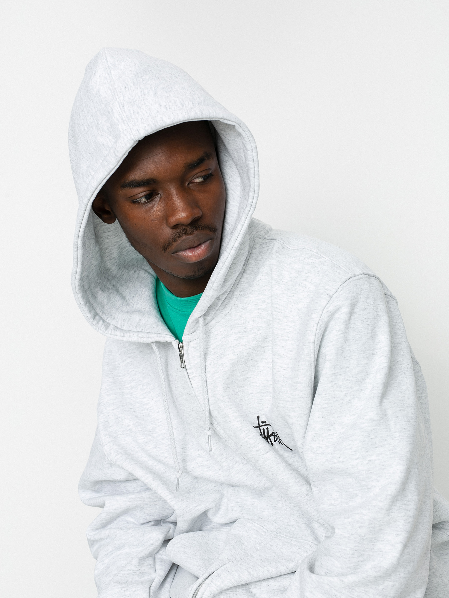 Bluza z kapturem Stussy Basic Stussy ZHD (ash heather)