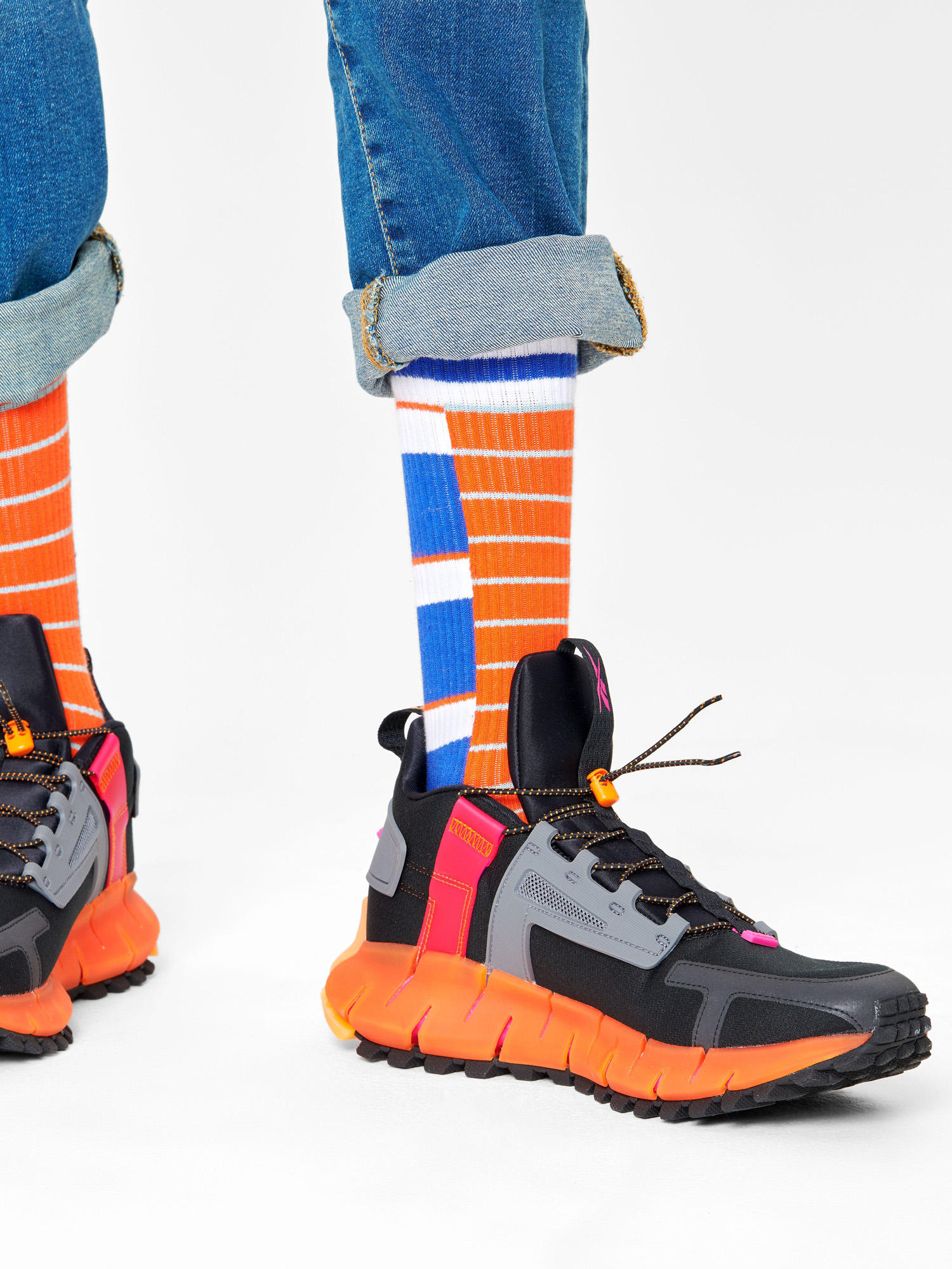 Skarpetki Happy Socks Half Half Thin Crew (blue/orange)