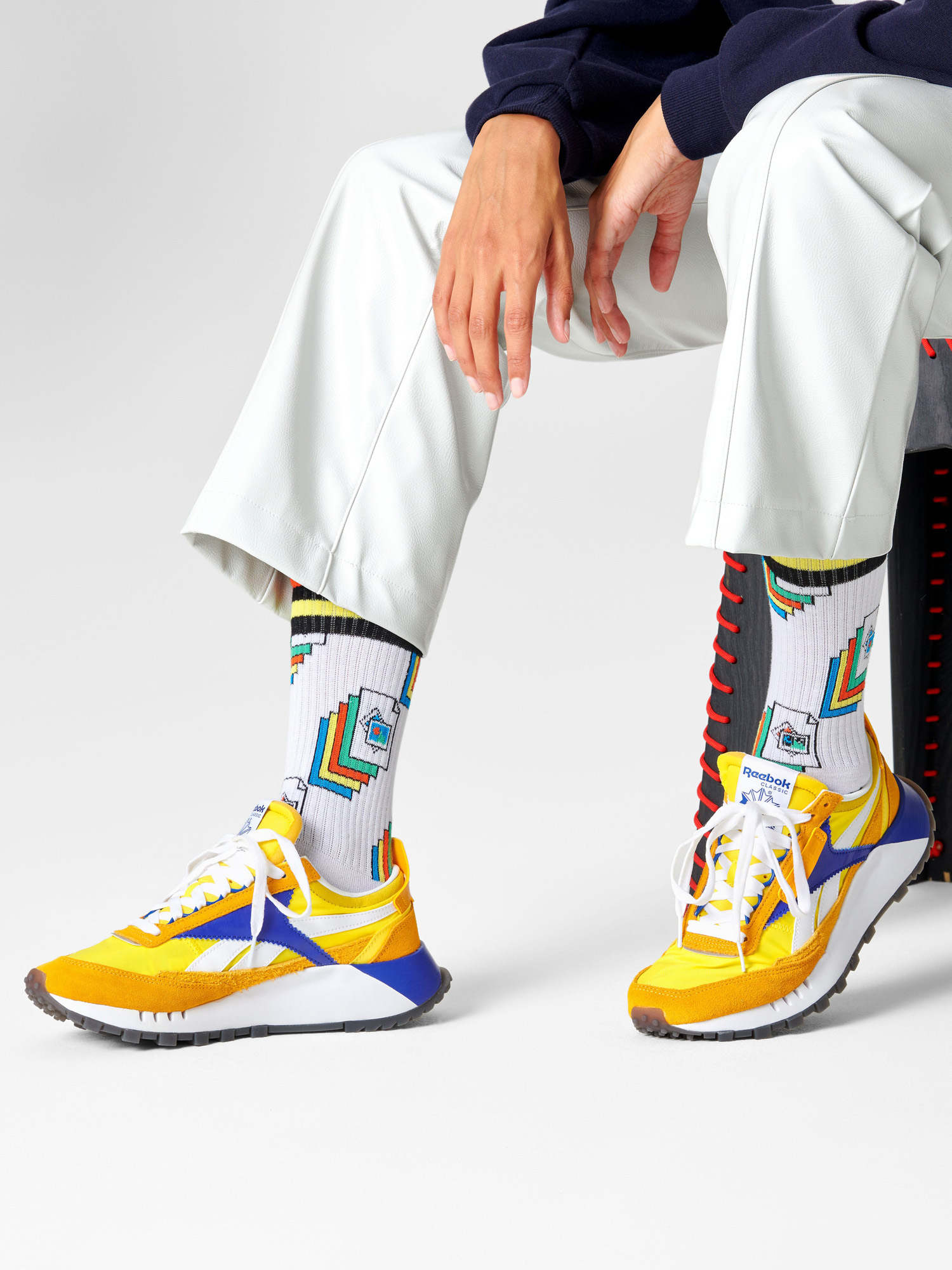 Skarpetki Happy Socks Photos Thin Crew (multi/white)