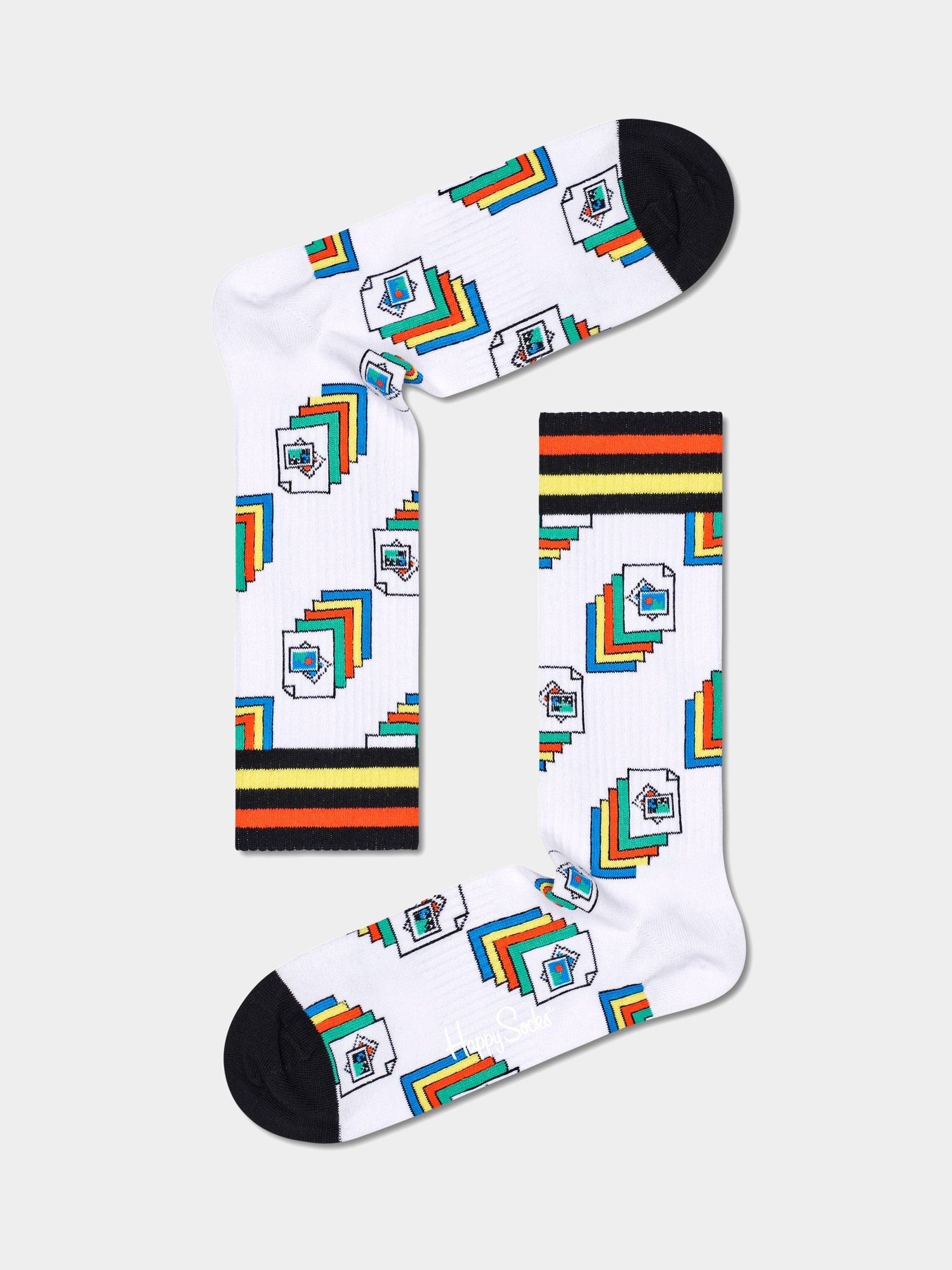 Skarpetki Happy Socks Photos Thin Crew (multi/white)