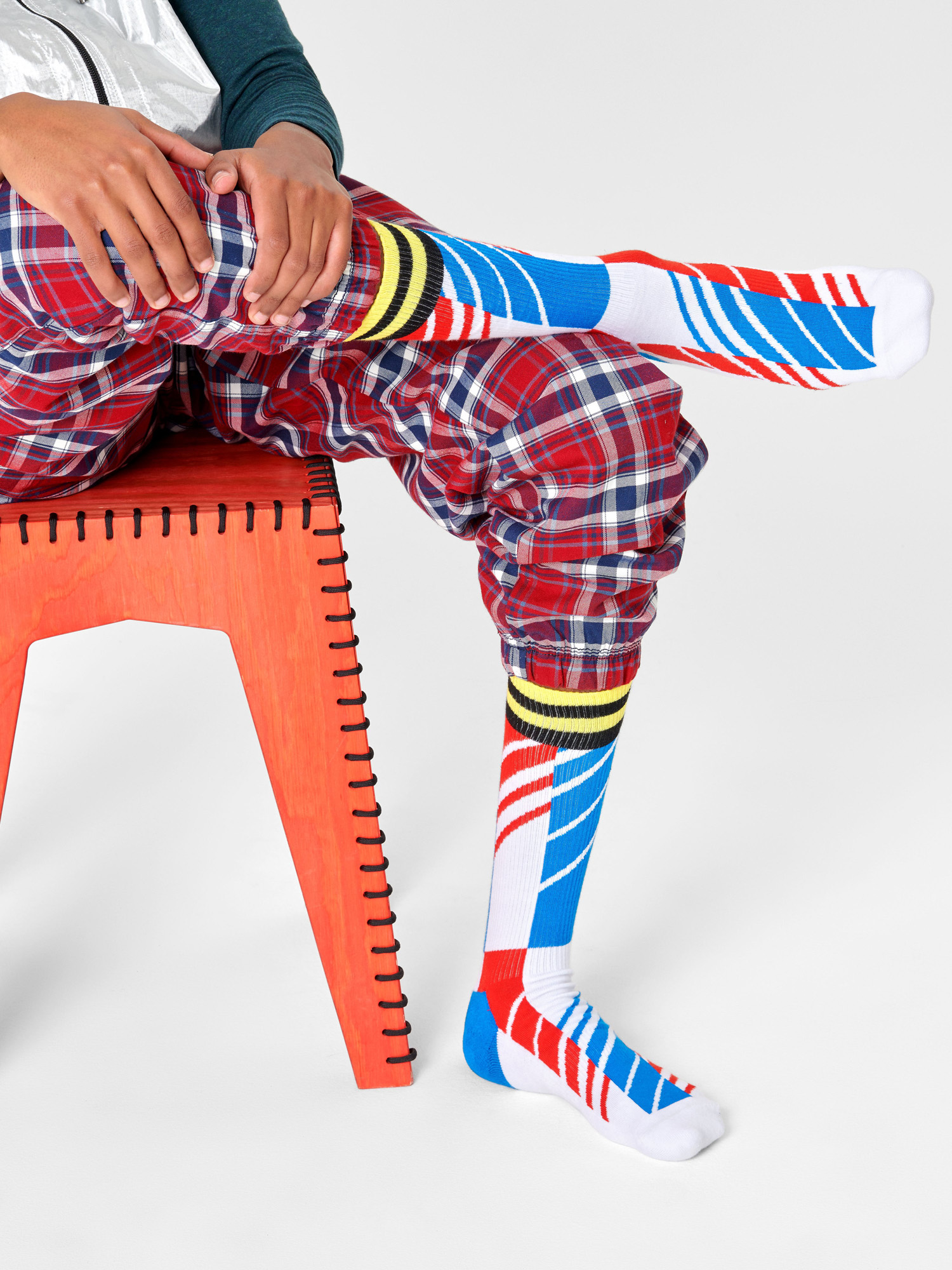 Skarpetki Happy Socks Scattered Stripe Crew (yellow/white/blue)