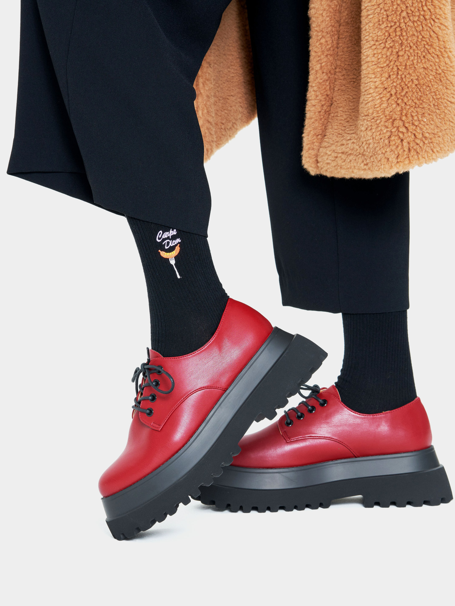 Skarpetki Happy Socks Ribbed Embroidery Carpe Diem (black)