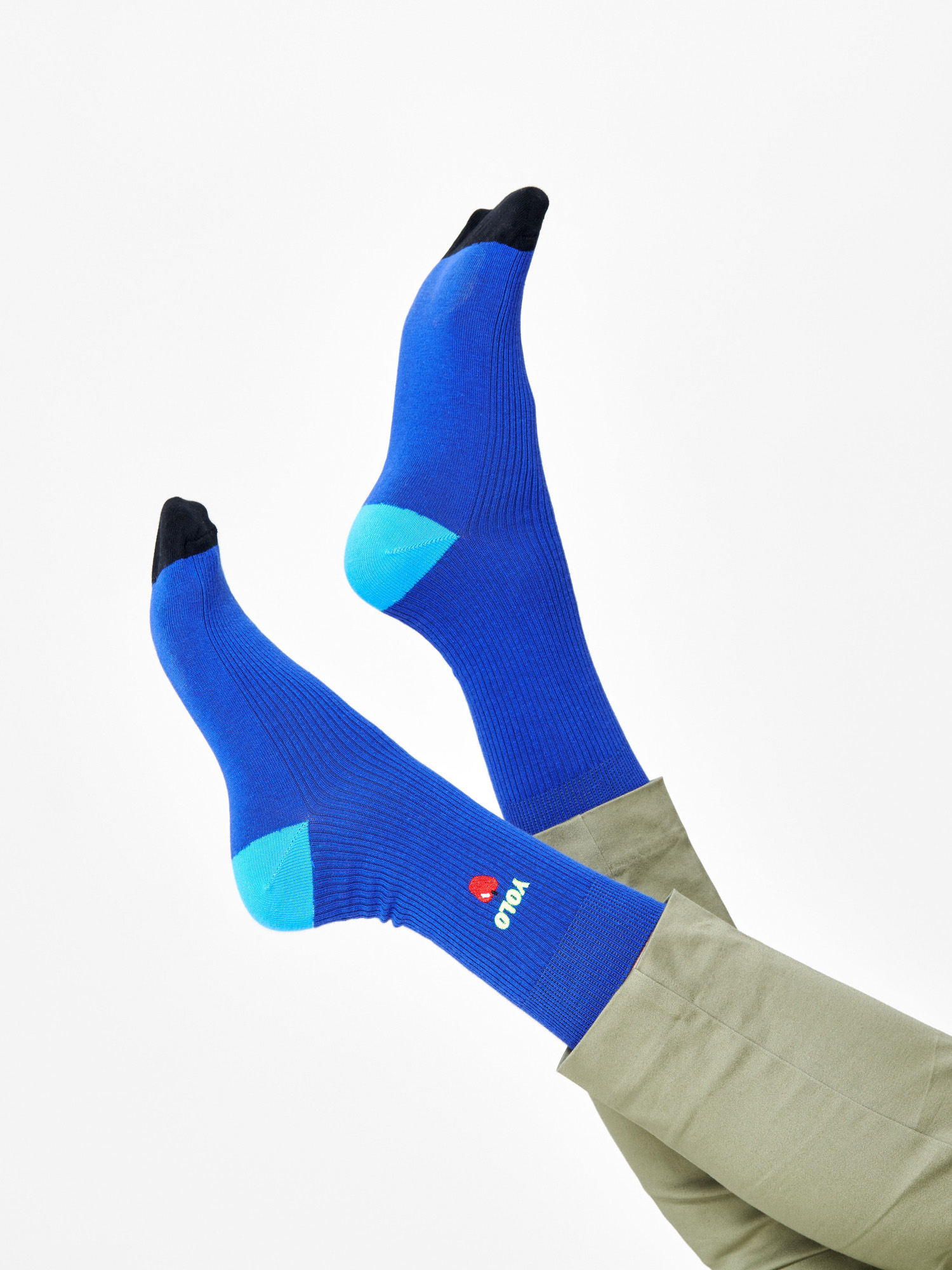Skarpetki Happy Socks Ribbed Embroidery Yolo (blue)