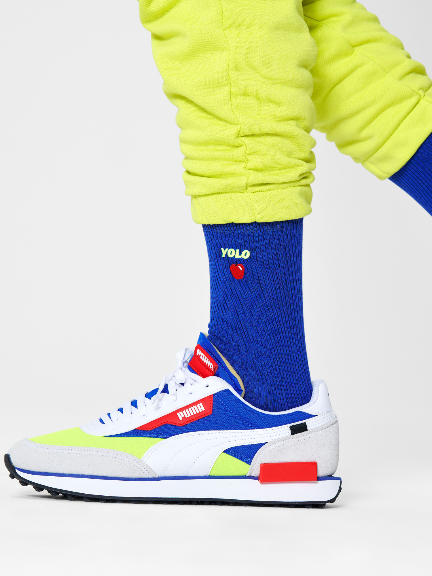 Skarpetki Happy Socks Ribbed Embroidery Yolo (blue)