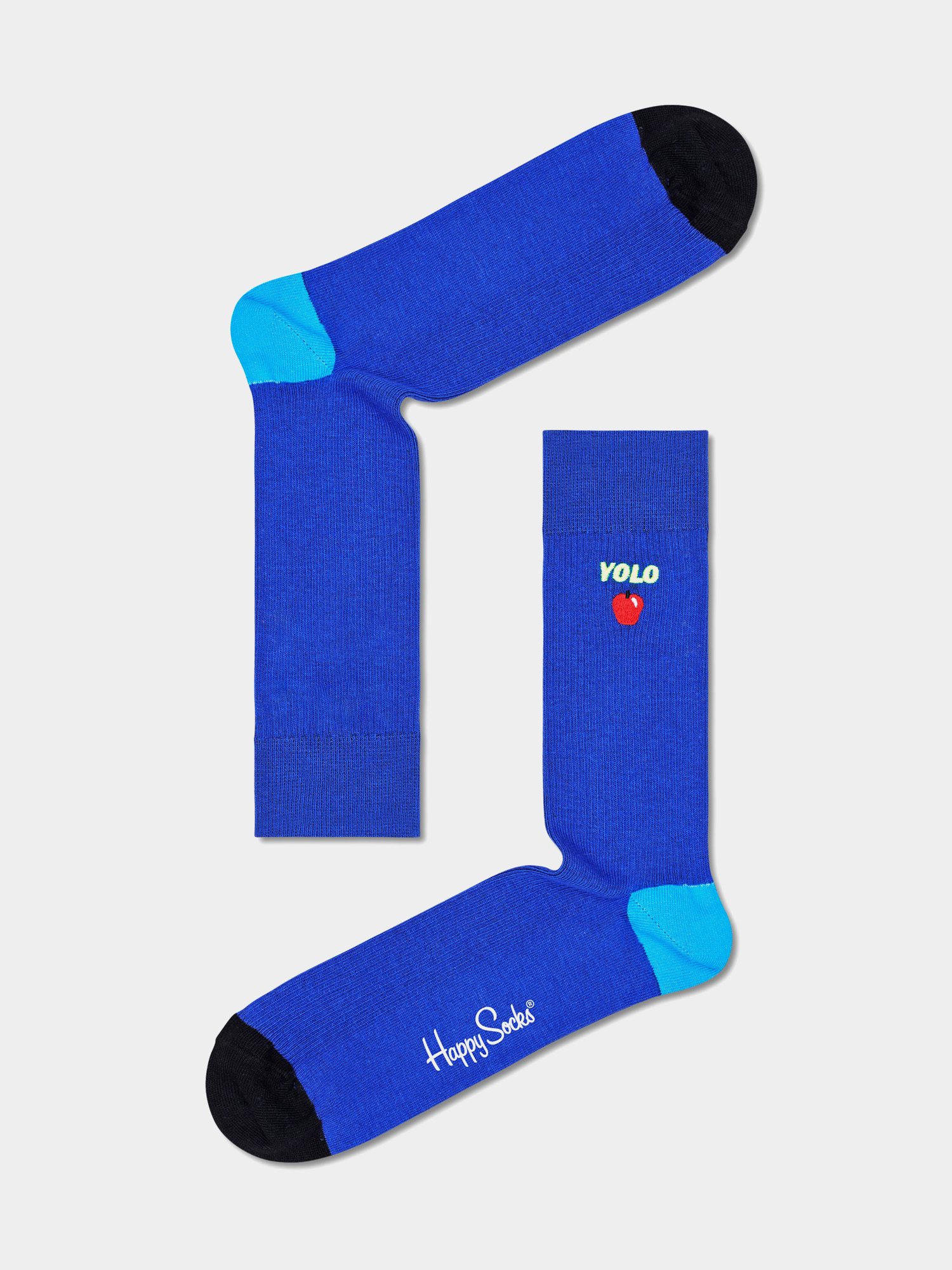 Skarpetki Happy Socks Ribbed Embroidery Yolo (blue)