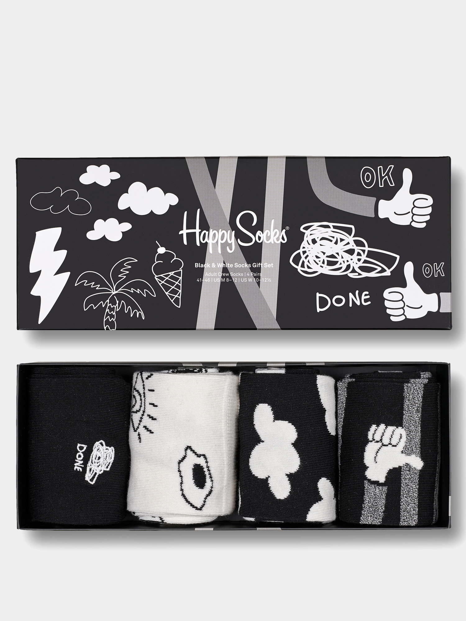 Skarpetki Happy Socks Black And Whites Gift Set 4Pk (black/white/mix)