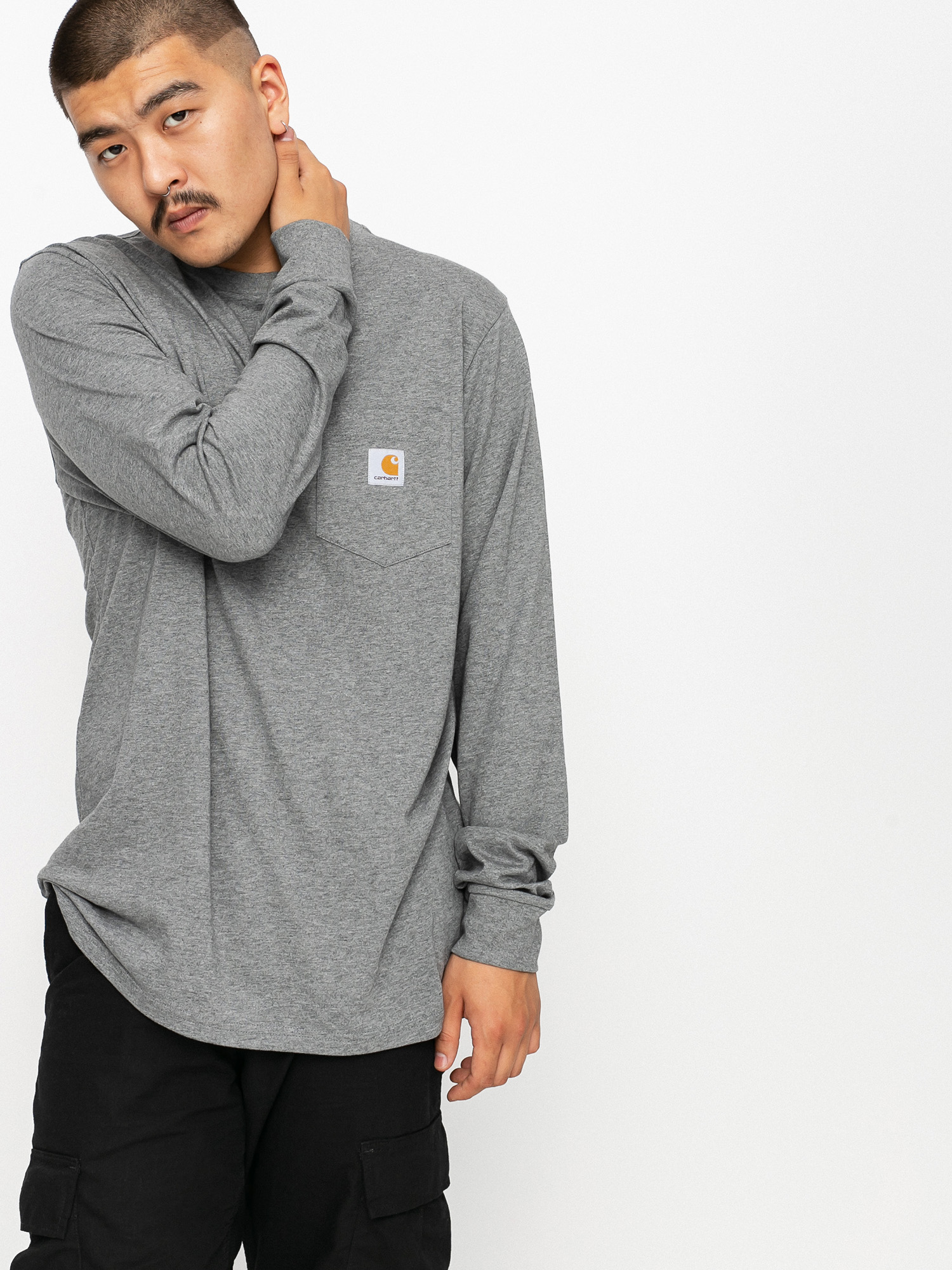 Longsleeve Carhartt WIP Pocket (dark grey heather)