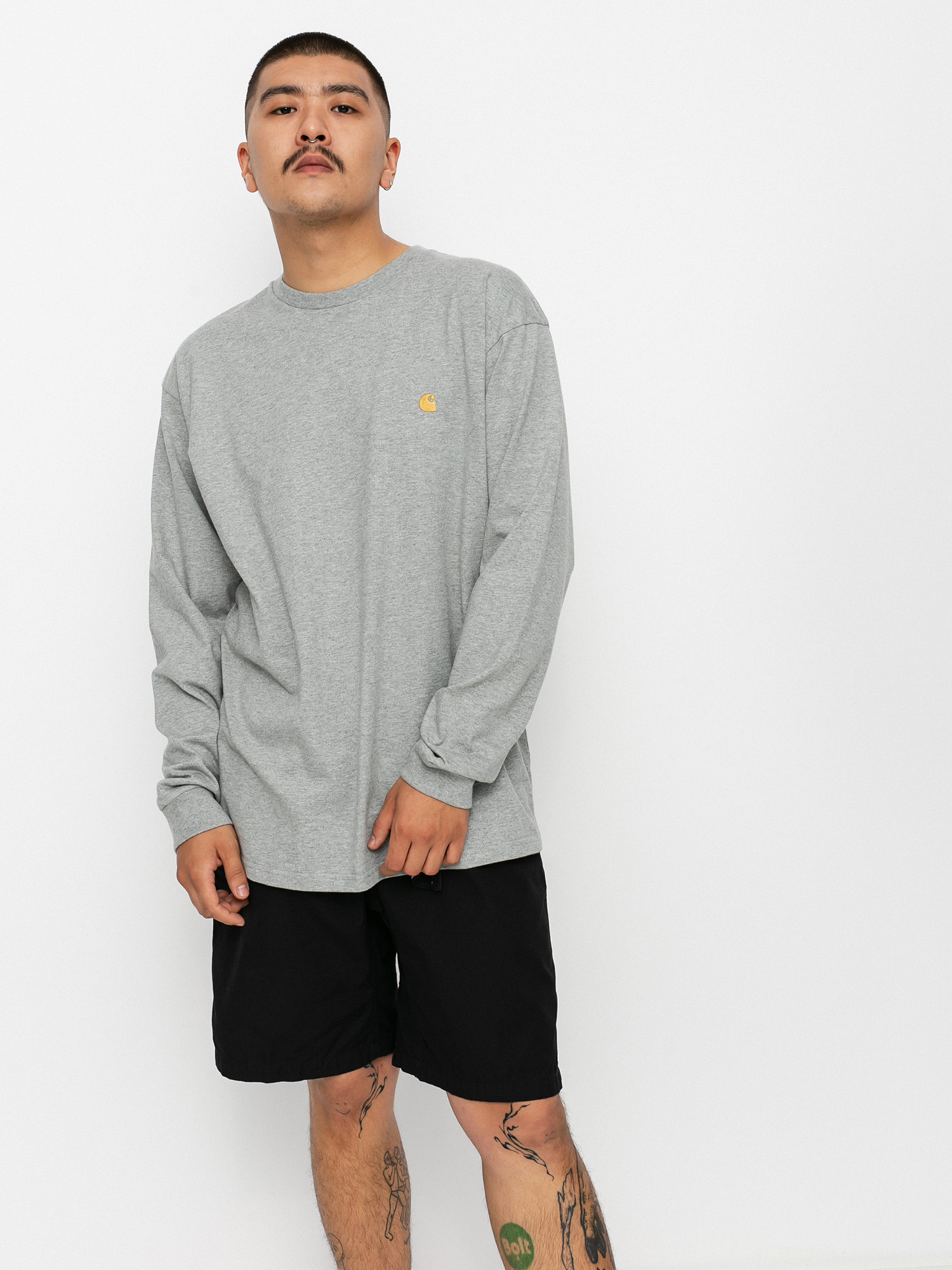 Longsleeve Carhartt WIP Chase (grey heather/gold)