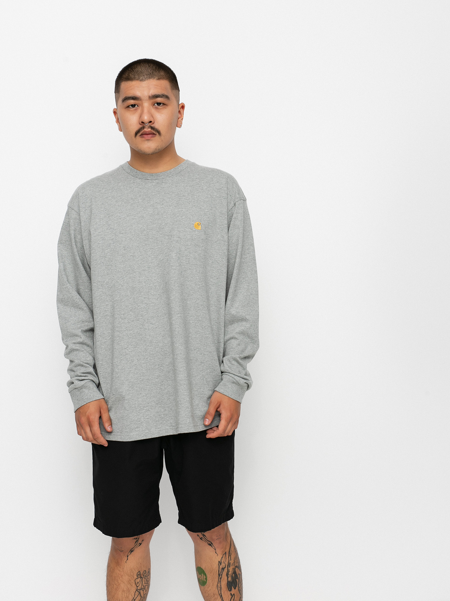 Longsleeve Carhartt WIP Chase (grey heather/gold)