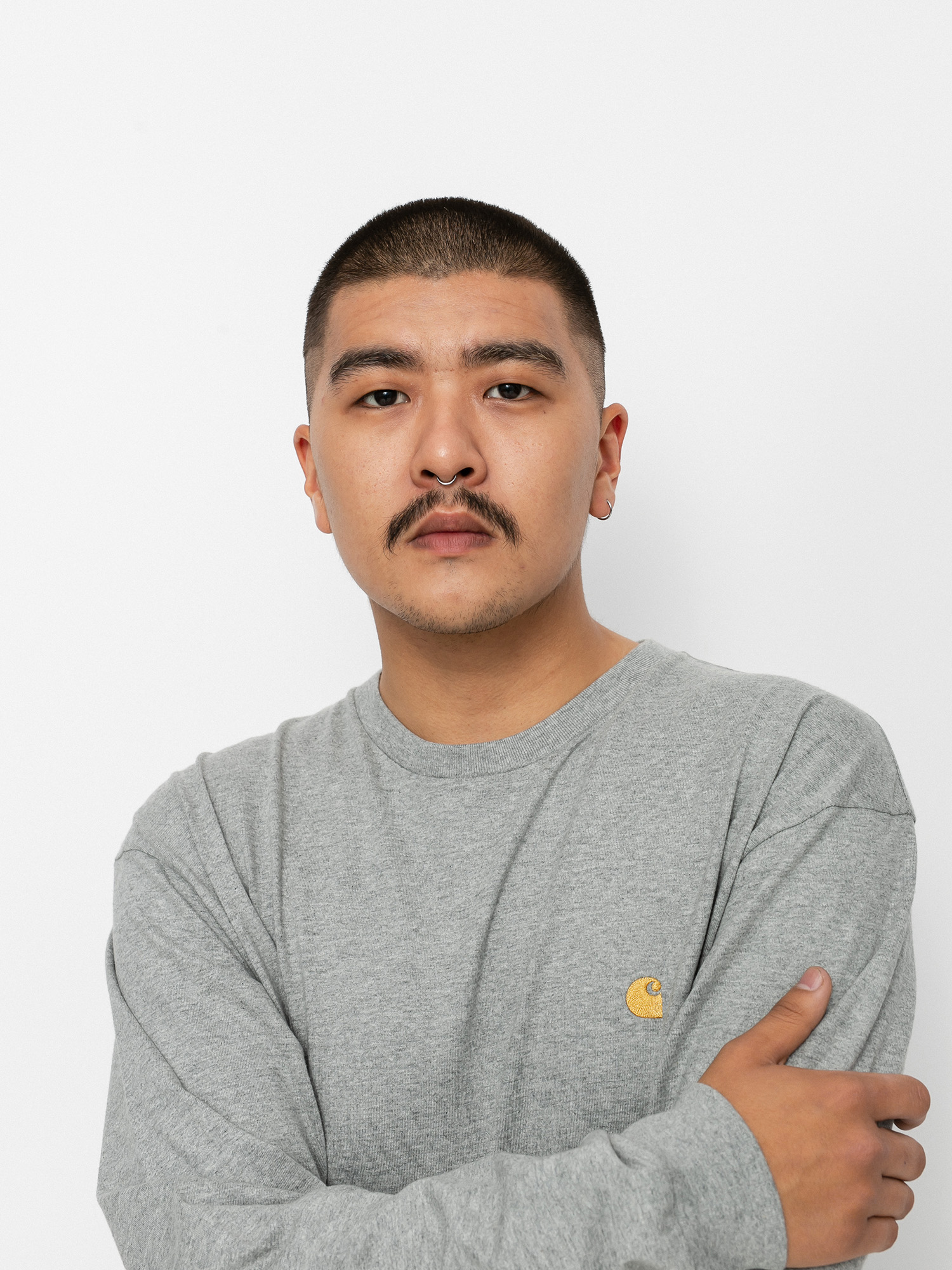 Longsleeve Carhartt WIP Chase (grey heather/gold)