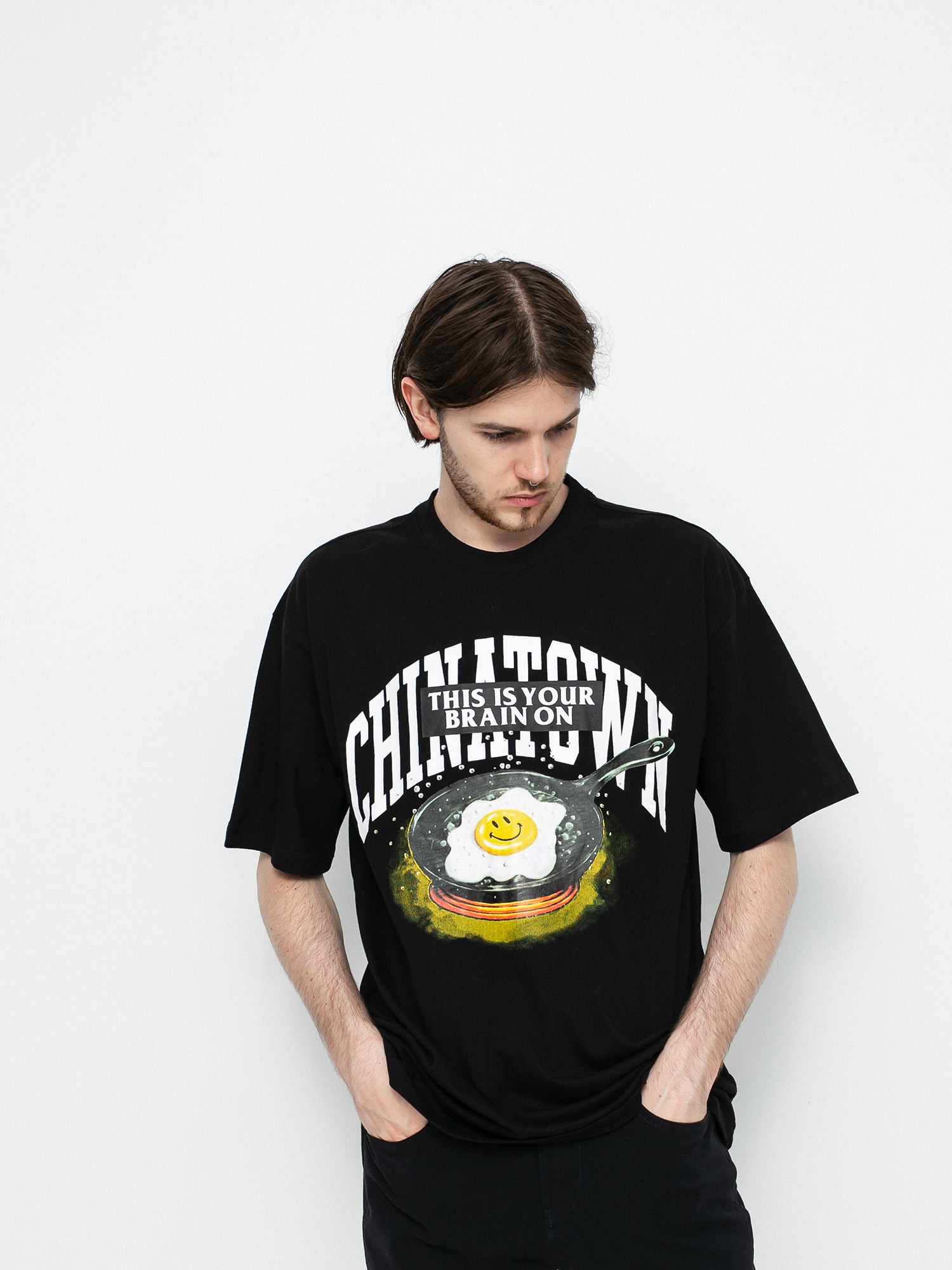 T-shirt Chinatown Market Smiley Brain On Fried (black)
