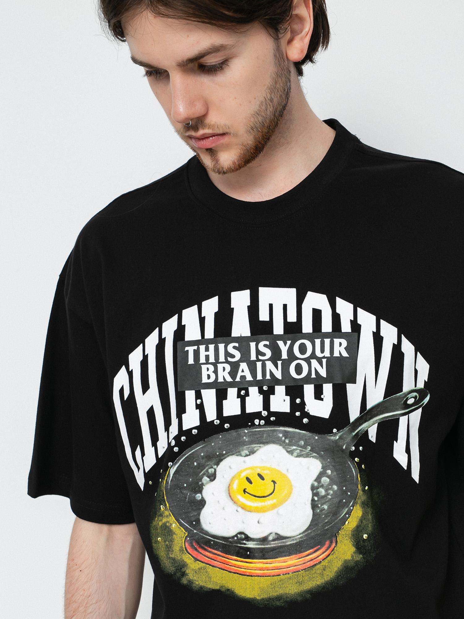 T-shirt Chinatown Market Smiley Brain On Fried (black)