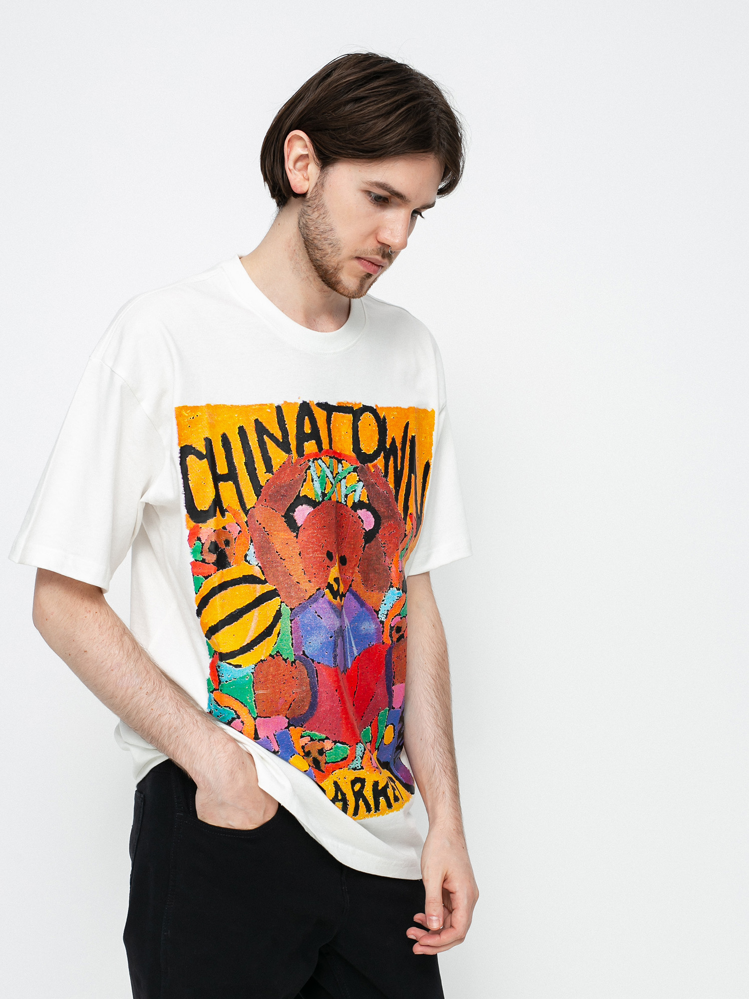 T-shirt Chinatown Market Dunking Bear Watercolor (cream)