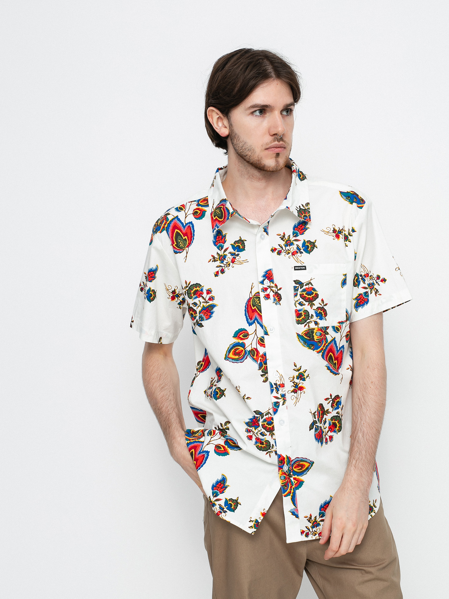 Koszula Brixton Charter Print (off white/red)