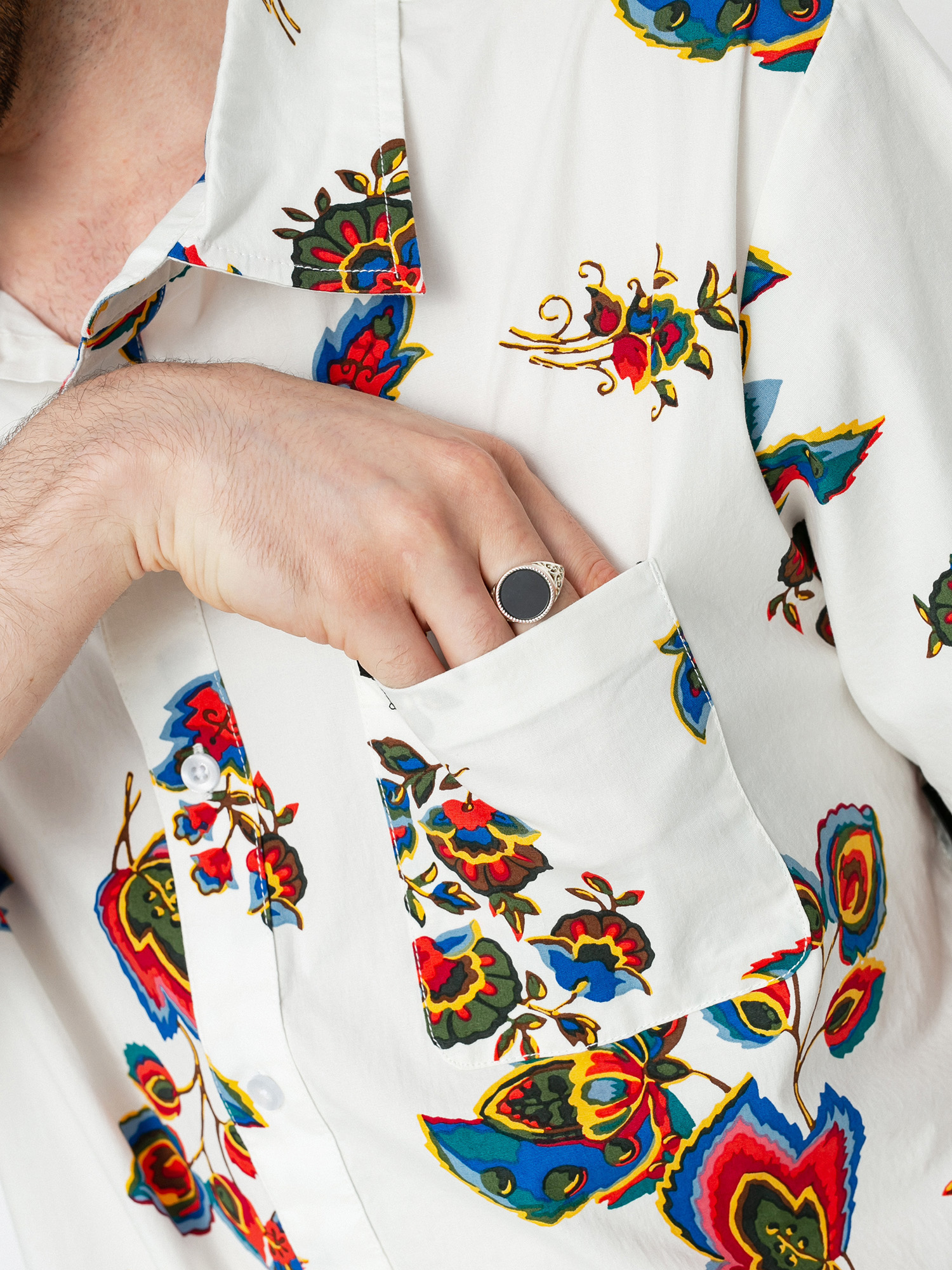 Koszula Brixton Charter Print (off white/red)