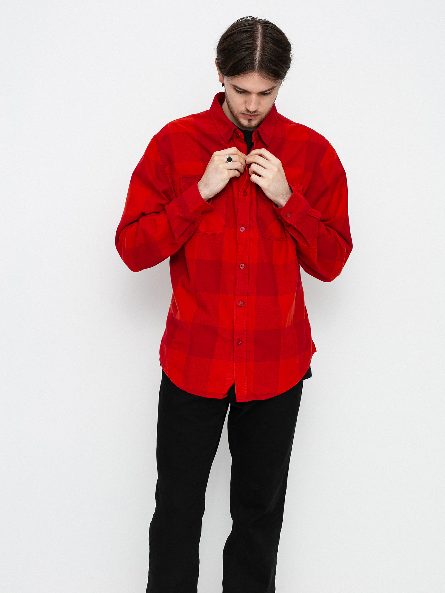 Koszula Brixton Bowery Lw Flannel Ls (crimson/aurora red)