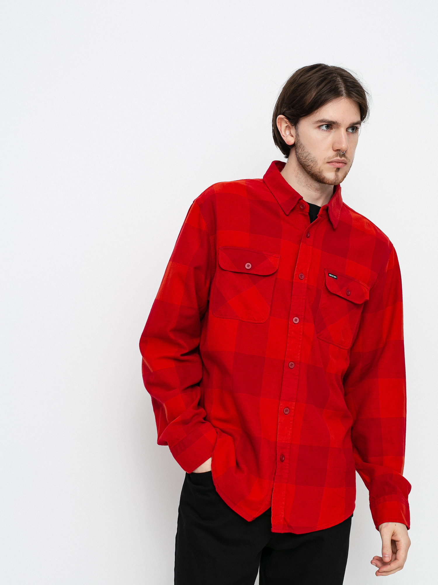 Koszula Brixton Bowery Lw Flannel Ls (crimson/aurora red)