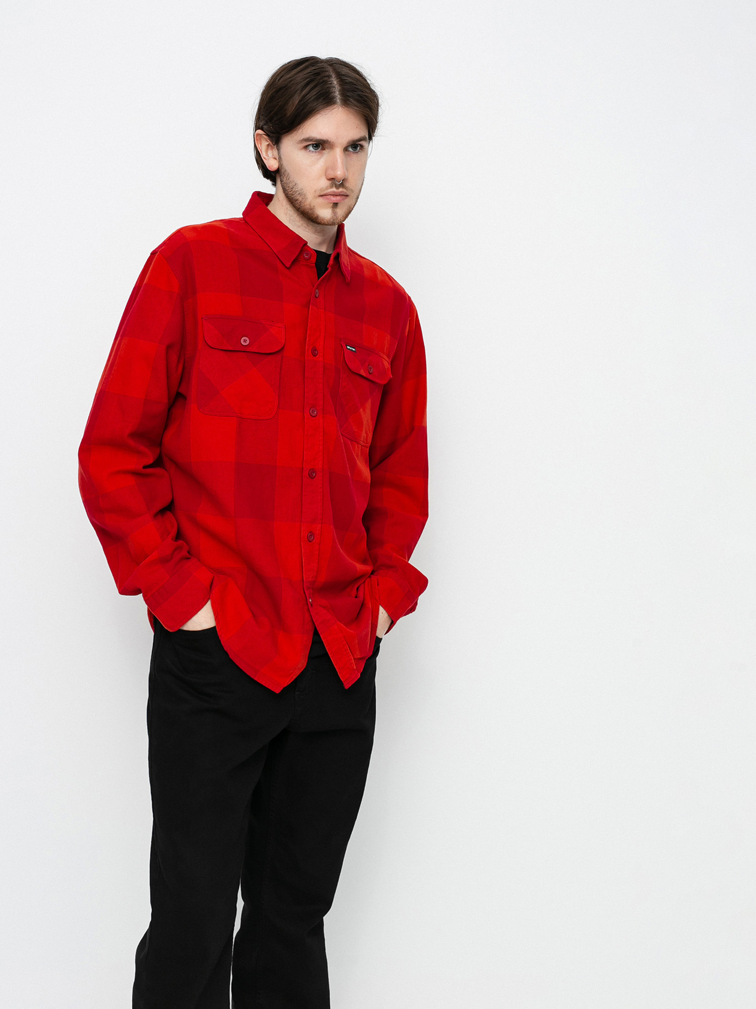 Koszula Brixton Bowery Lw Flannel Ls (crimson/aurora red)