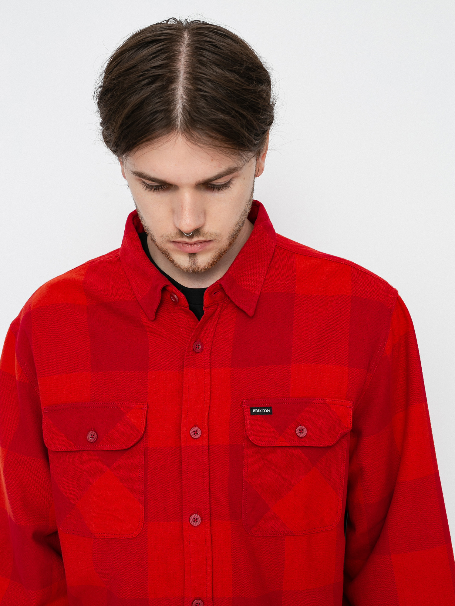 Koszula Brixton Bowery Lw Flannel Ls (crimson/aurora red)