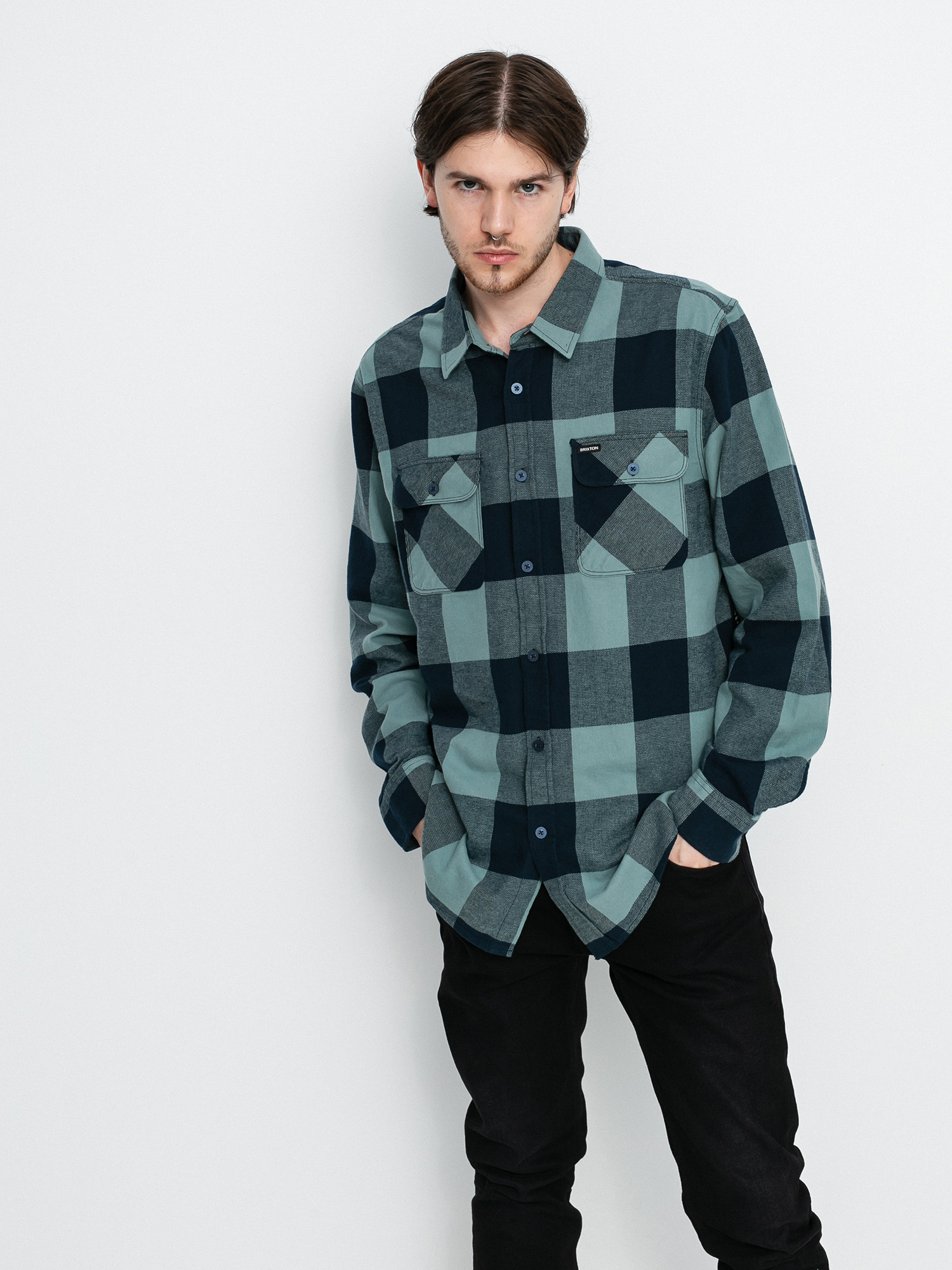 Koszula Brixton Bowery Lw Flannel Ls (washed navy/ocean)