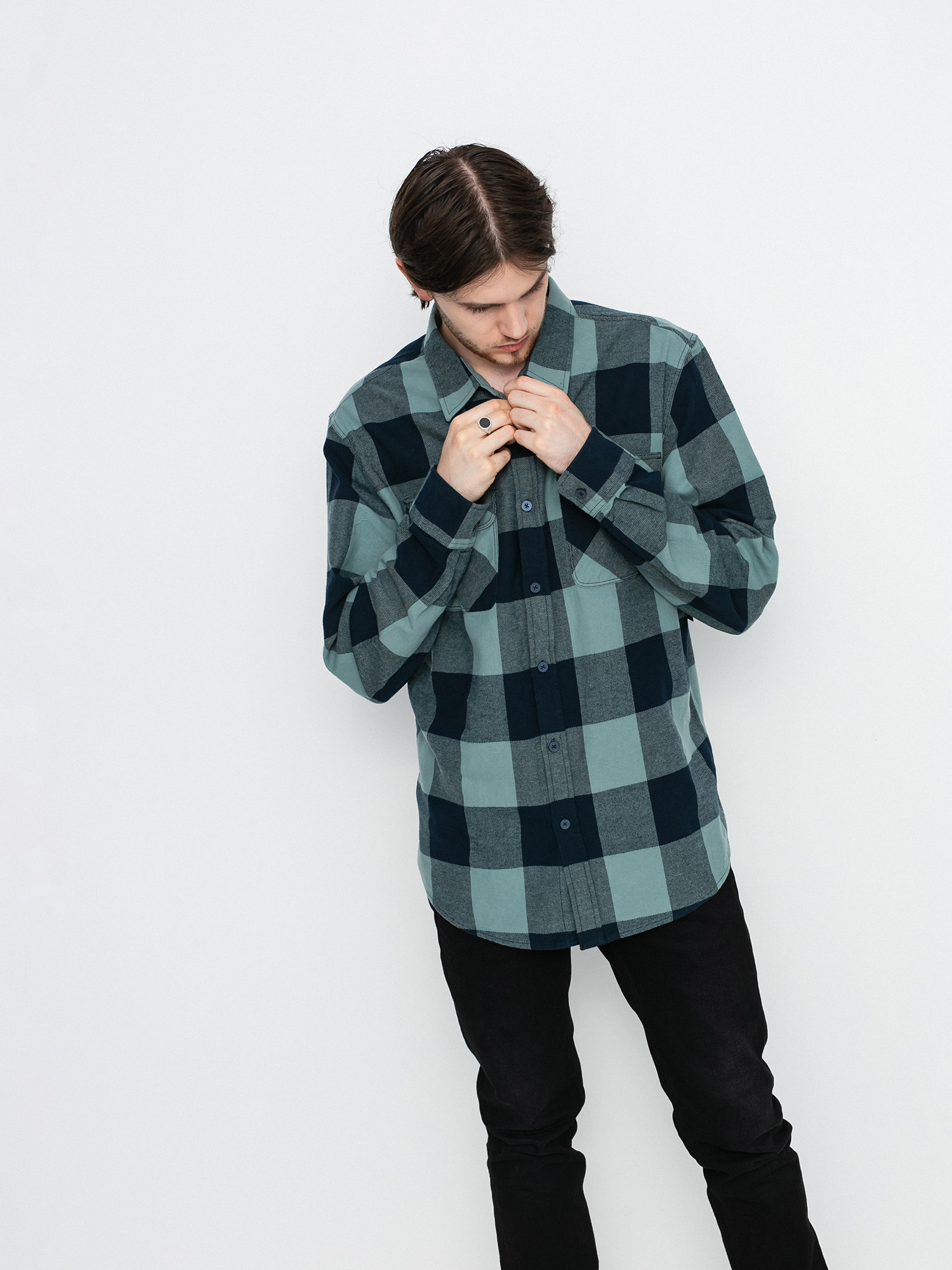 Koszula Brixton Bowery Lw Flannel Ls (washed navy/ocean)