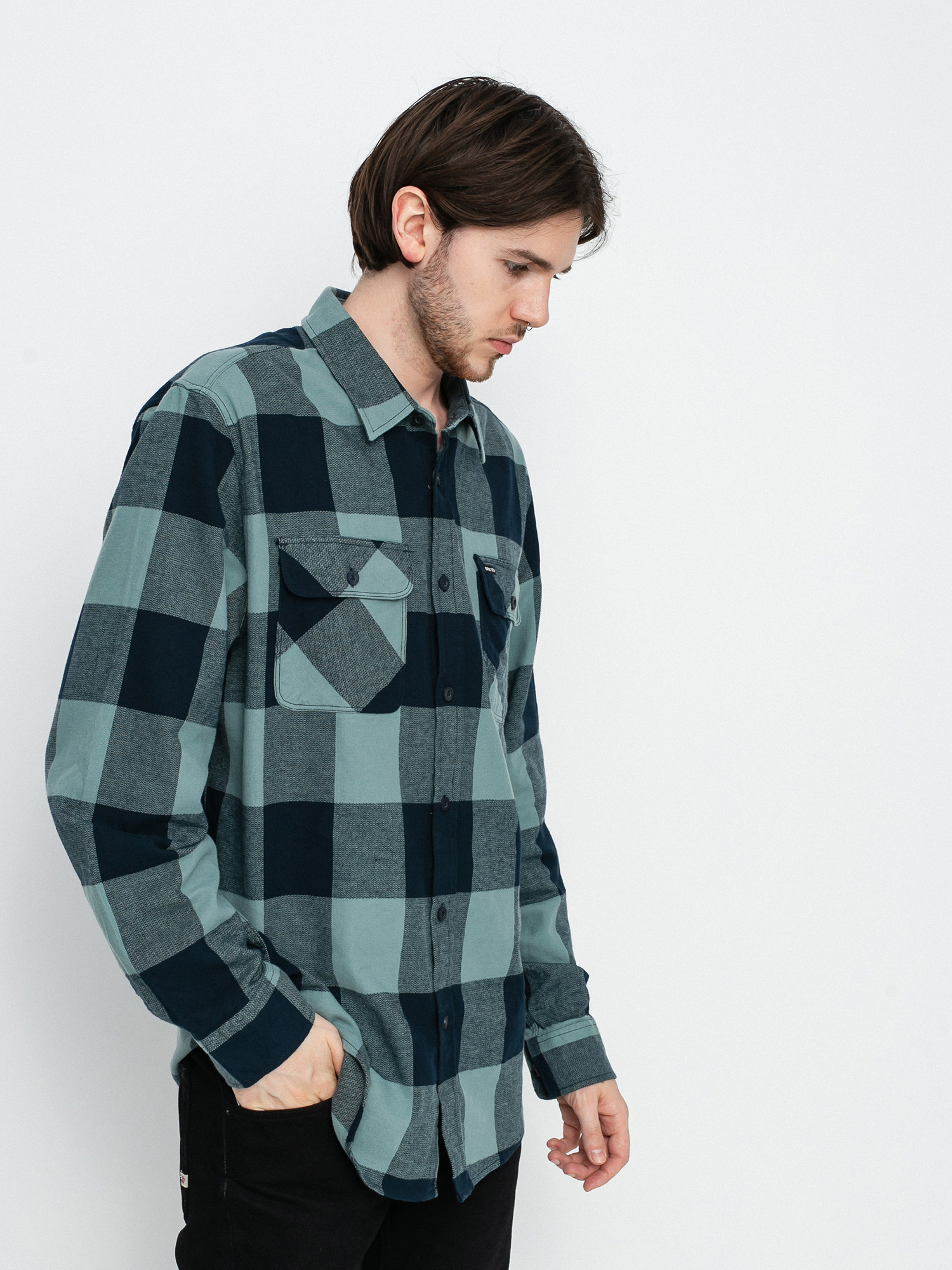 Koszula Brixton Bowery Lw Flannel Ls (washed navy/ocean)