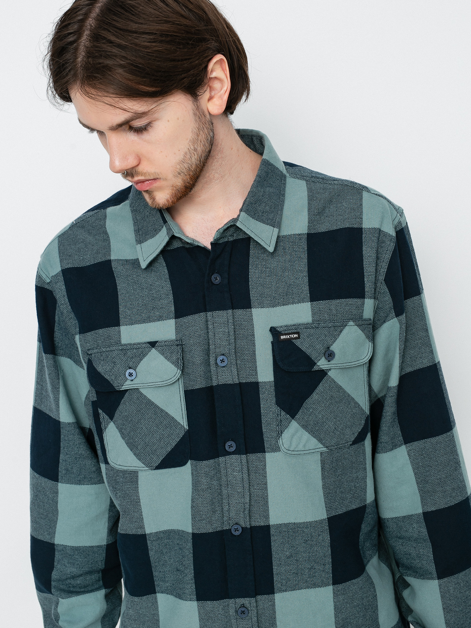 Koszula Brixton Bowery Lw Flannel Ls (washed navy/ocean)