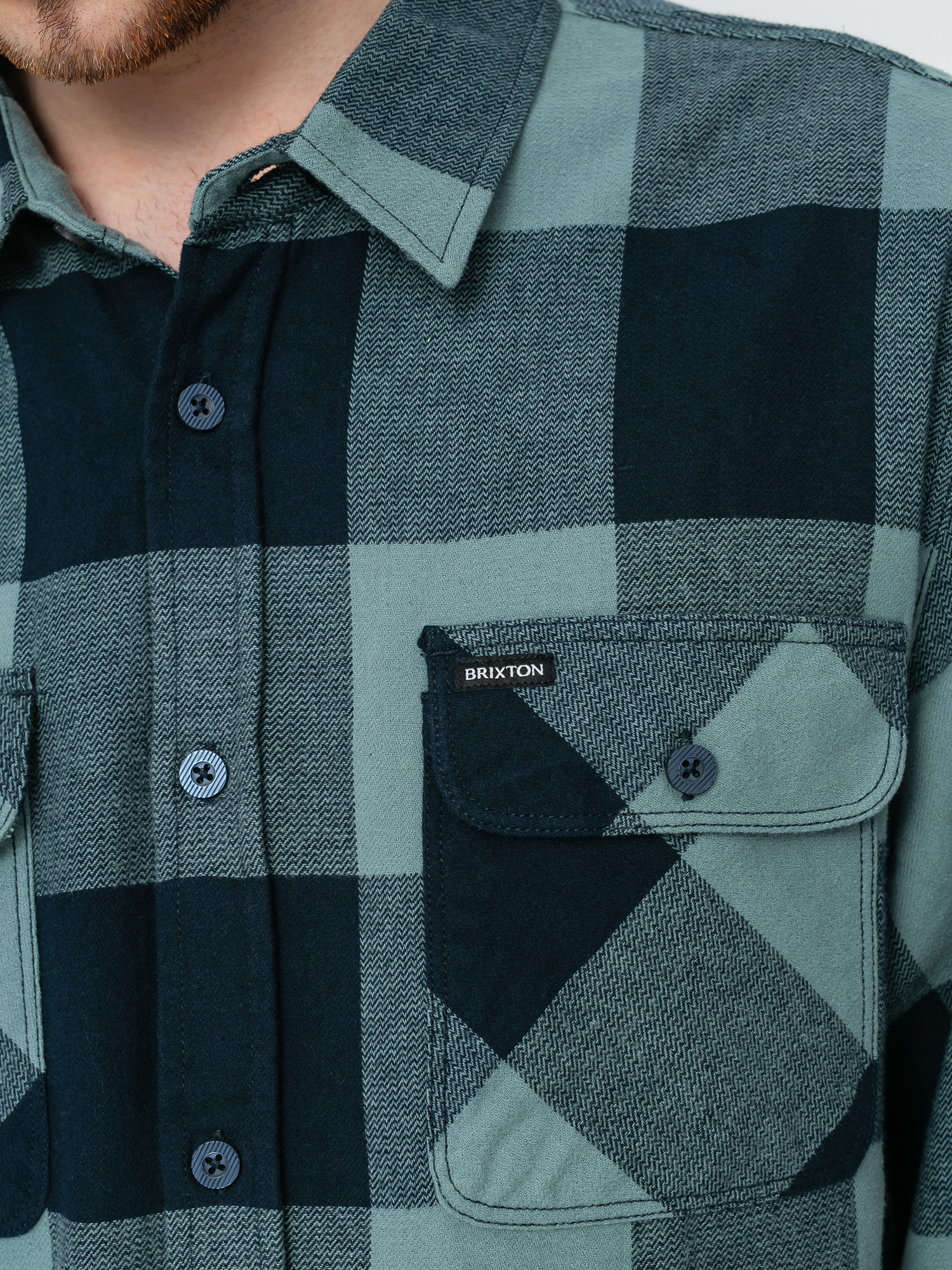 Koszula Brixton Bowery Lw Flannel Ls (washed navy/ocean)