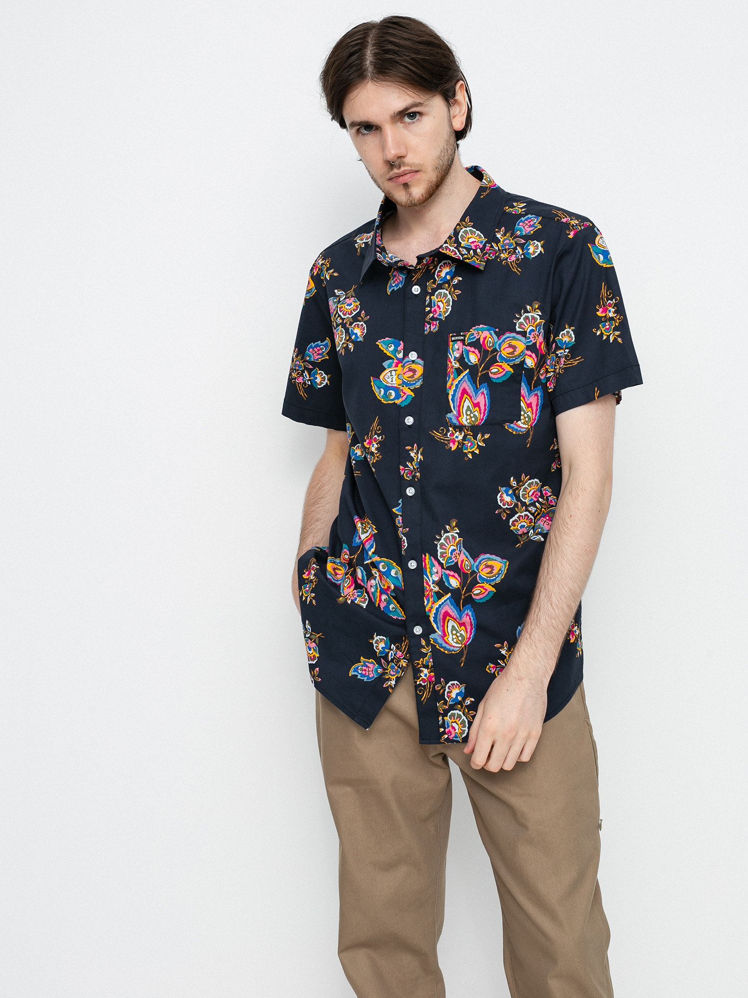Koszula Brixton Charter Print (black/purple)
