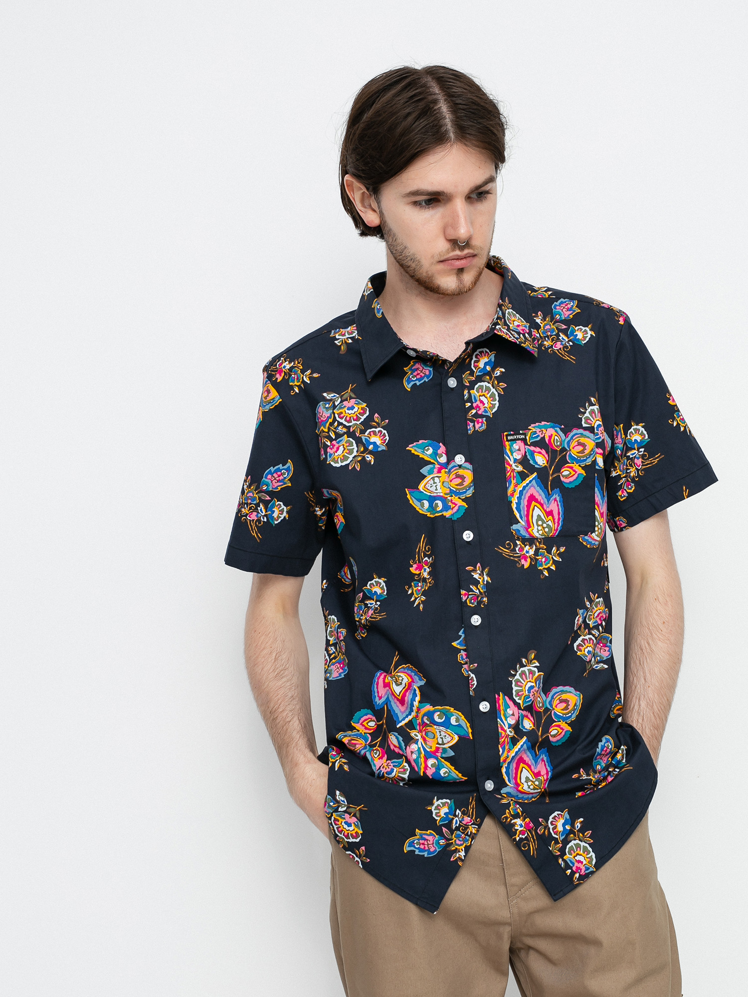 Koszula Brixton Charter Print (black/purple)