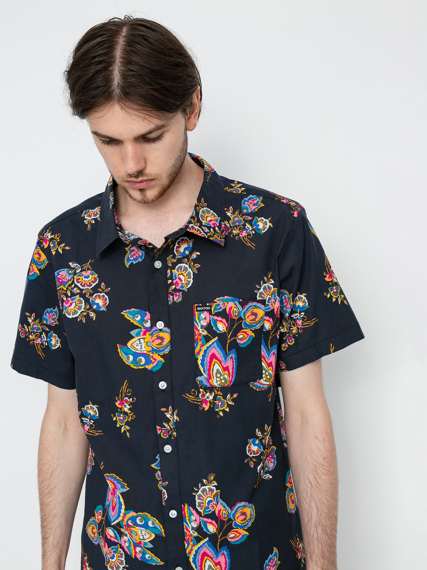 Koszula Brixton Charter Print (black/purple)