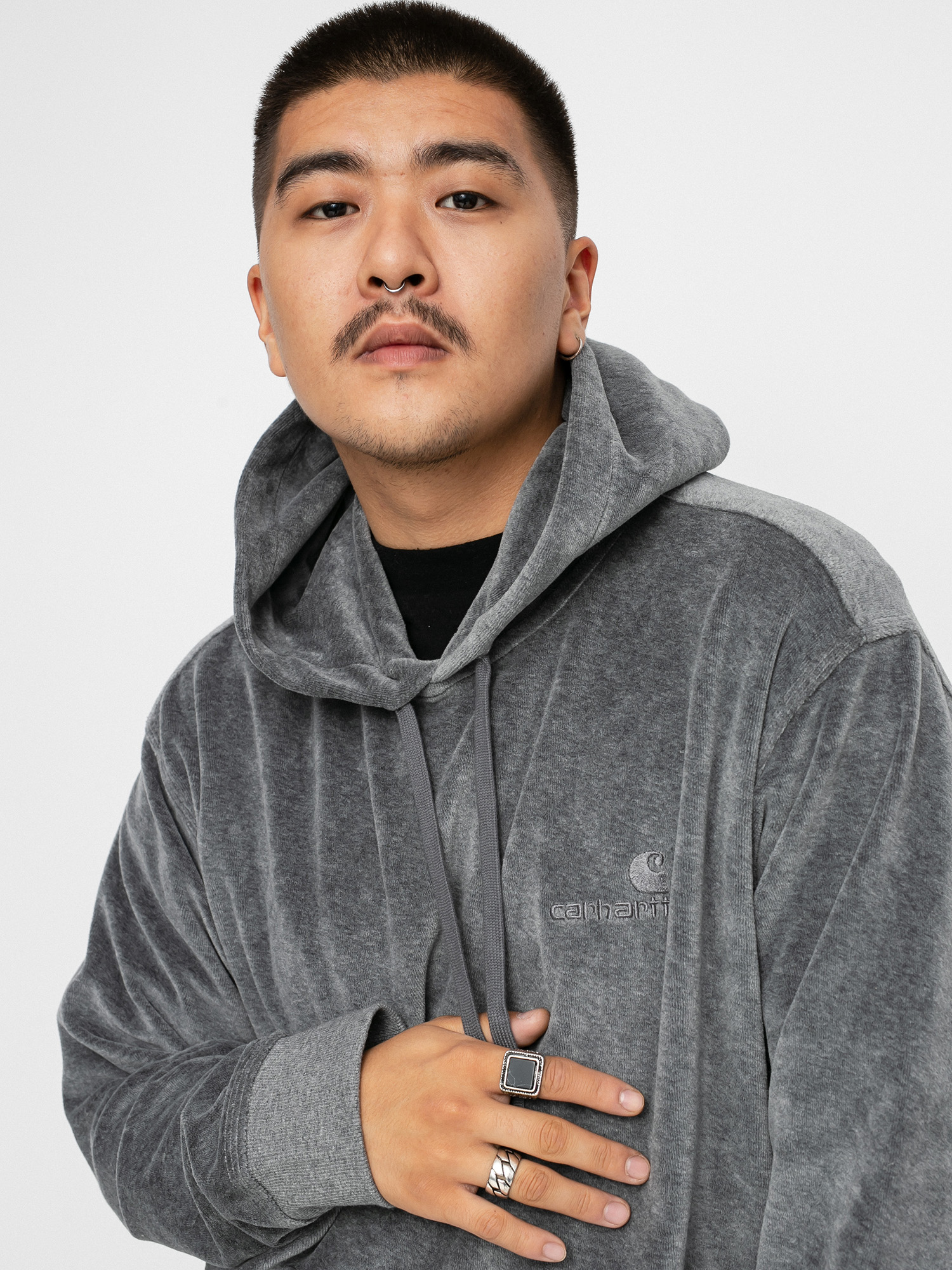 Bluza z kapturem Carhartt WIP United Script HD (dark grey heather)