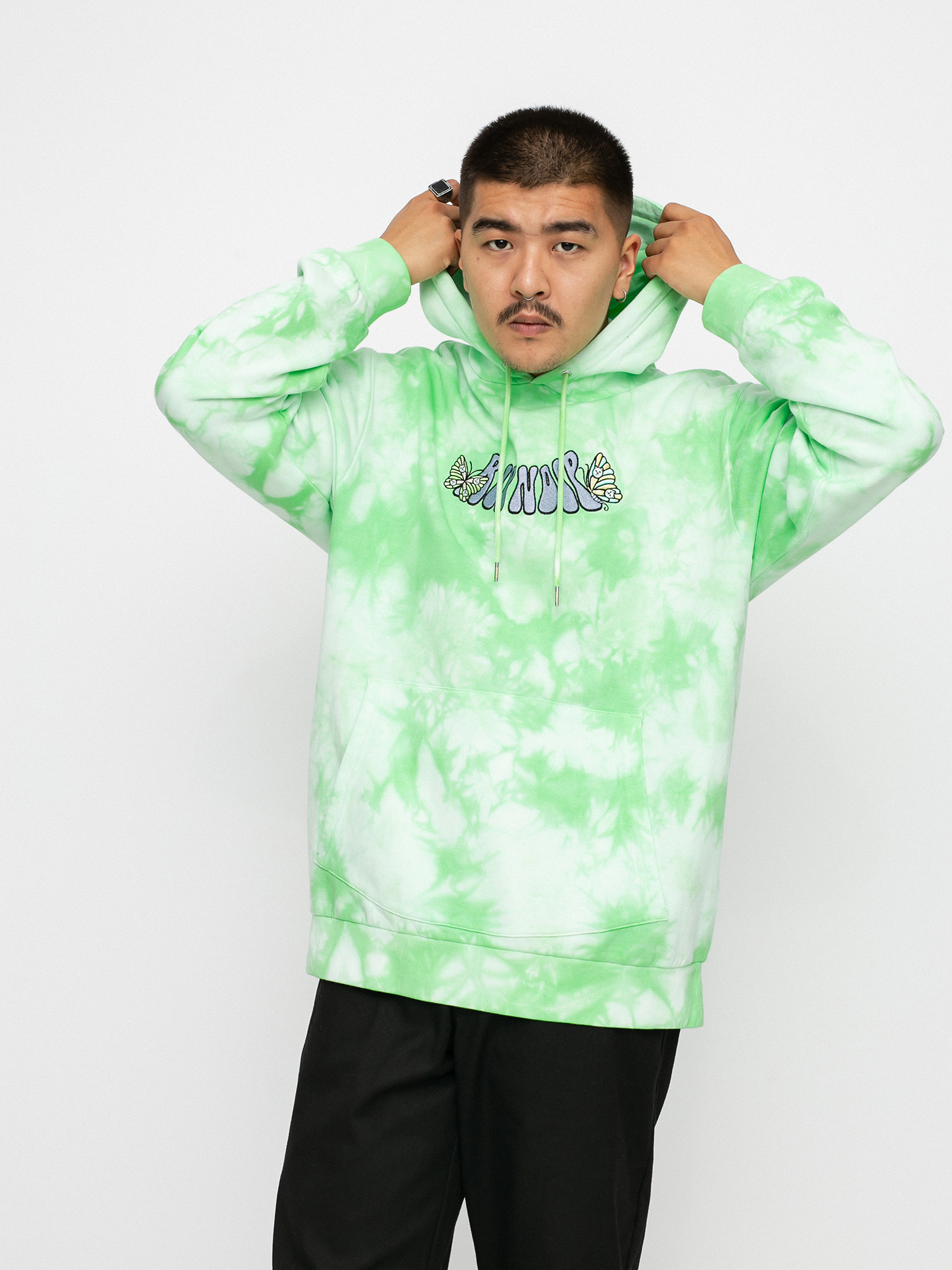 Bluza z kapturem RipNDip Think Factory Embroidered HD (mint cloud wash)