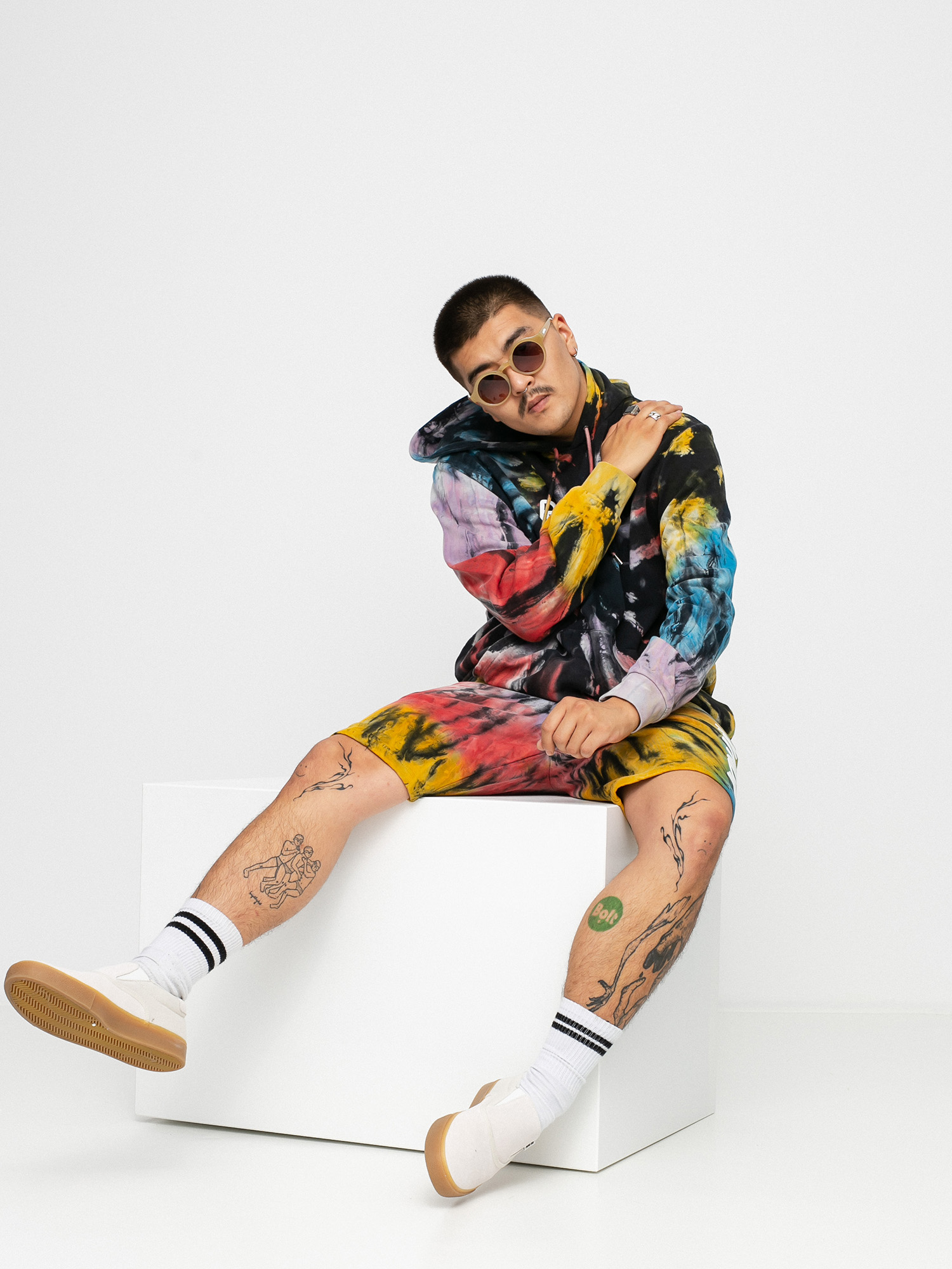 Bluza z kapturem RipNDip Rubber Logo HD (sunburt spiral tie dye)