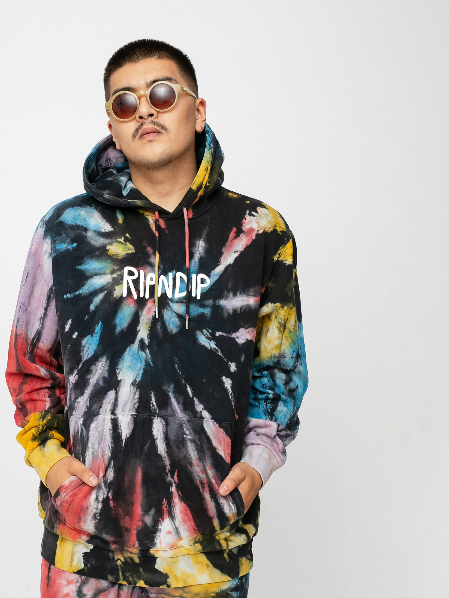 Bluza z kapturem RipNDip Rubber Logo HD (sunburt spiral tie dye)