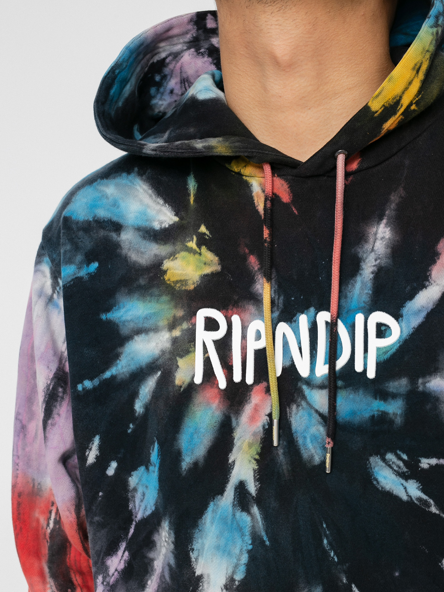 Bluza z kapturem RipNDip Rubber Logo HD (sunburt spiral tie dye)